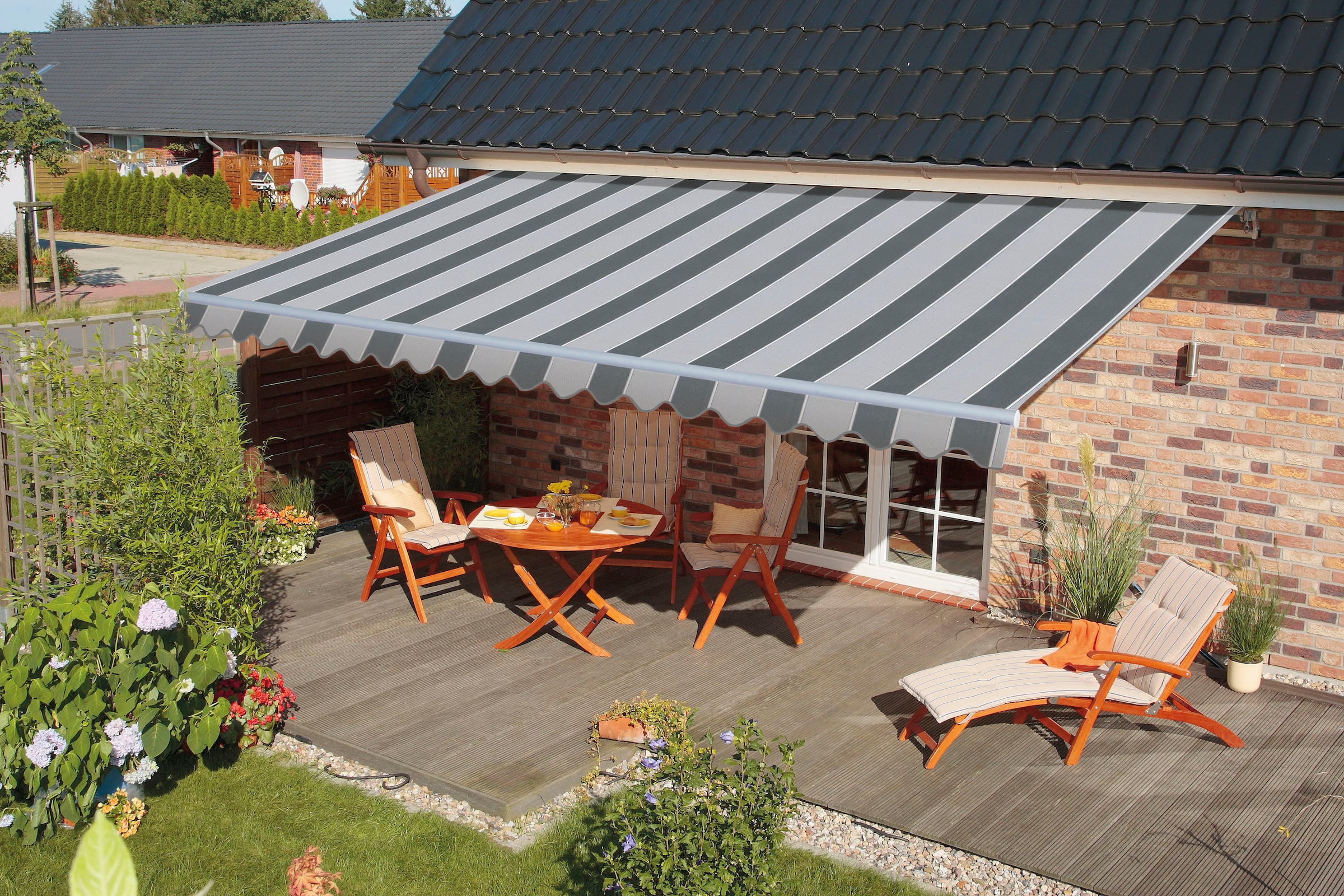 Spettmann Gelenkarmmarkise »STAR FIX«, 300 cm Breite, 200 cm Ausfall, Volant gewellt
