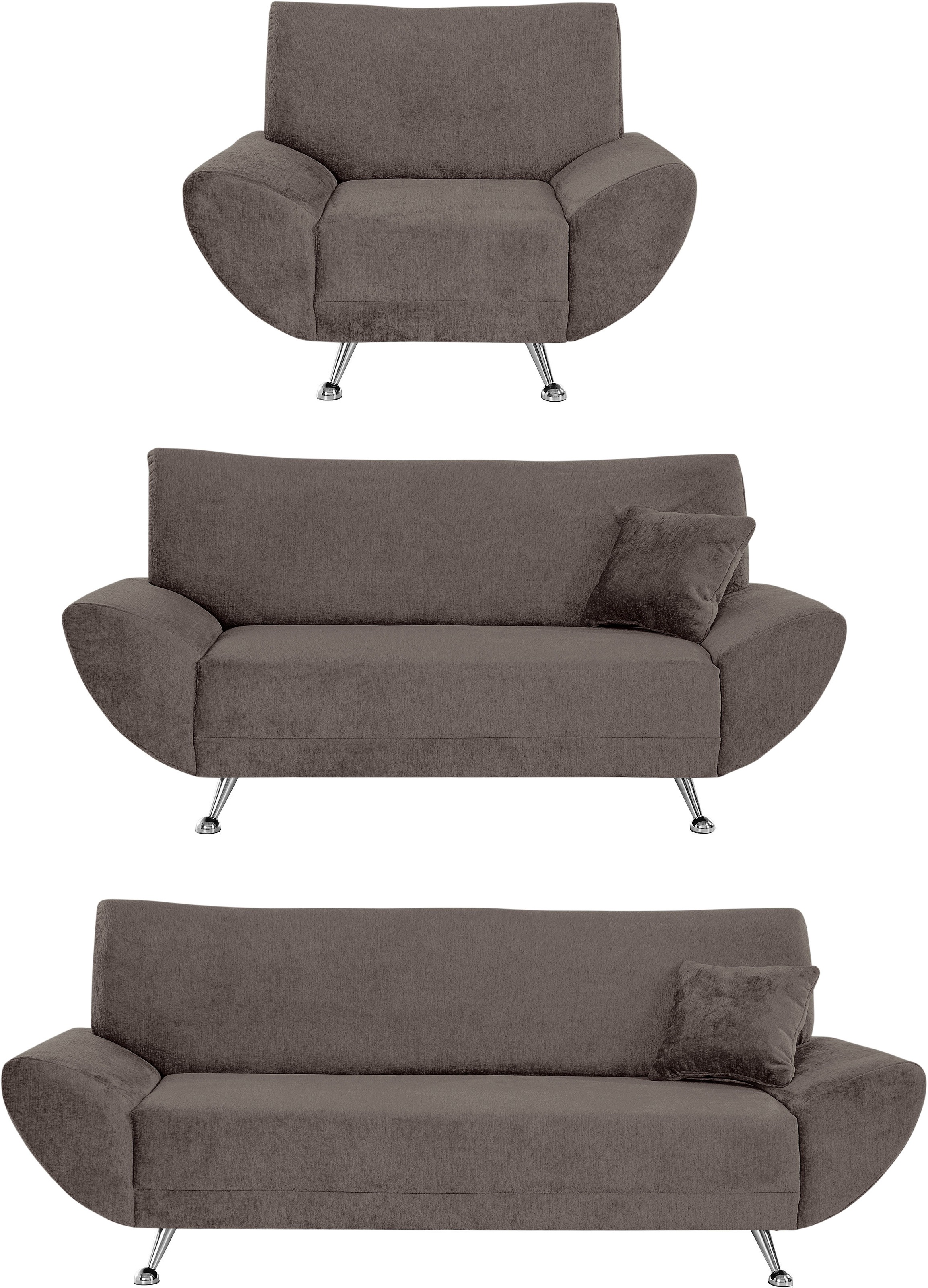 INOSIGN Polstergarnitur »Saltare elegant und komfortabel, toller Fuß als Designelement«, (3 tlg.)
