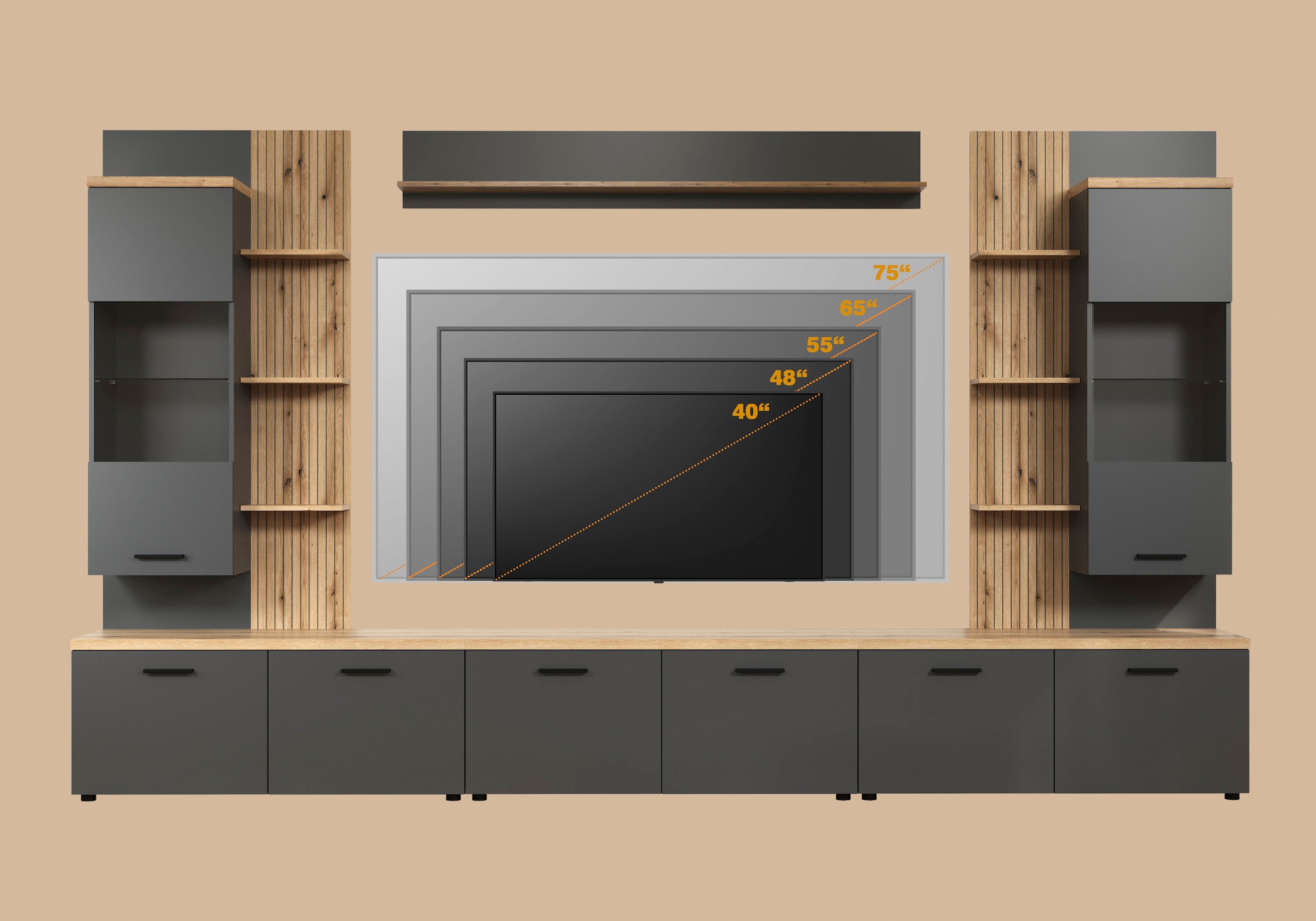 Home affaire Wohnwand »Bajo« 6 Stk. tlg.