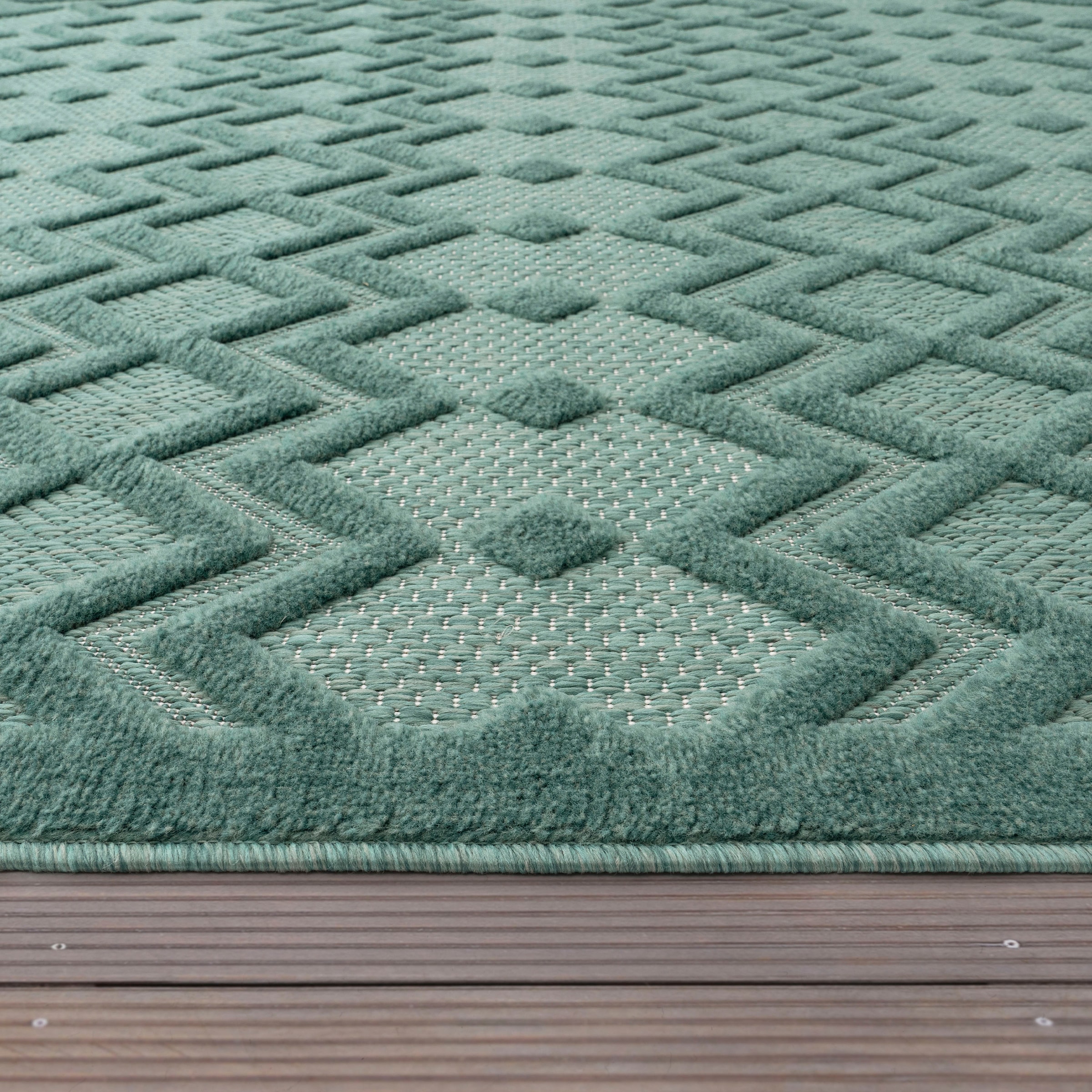 Paco Home Teppich »Livorno 671«, Rauten Outdoor rechteckig, Muster, Hoch-Tief Scandi, geeignet Uni-Farben, Effekt