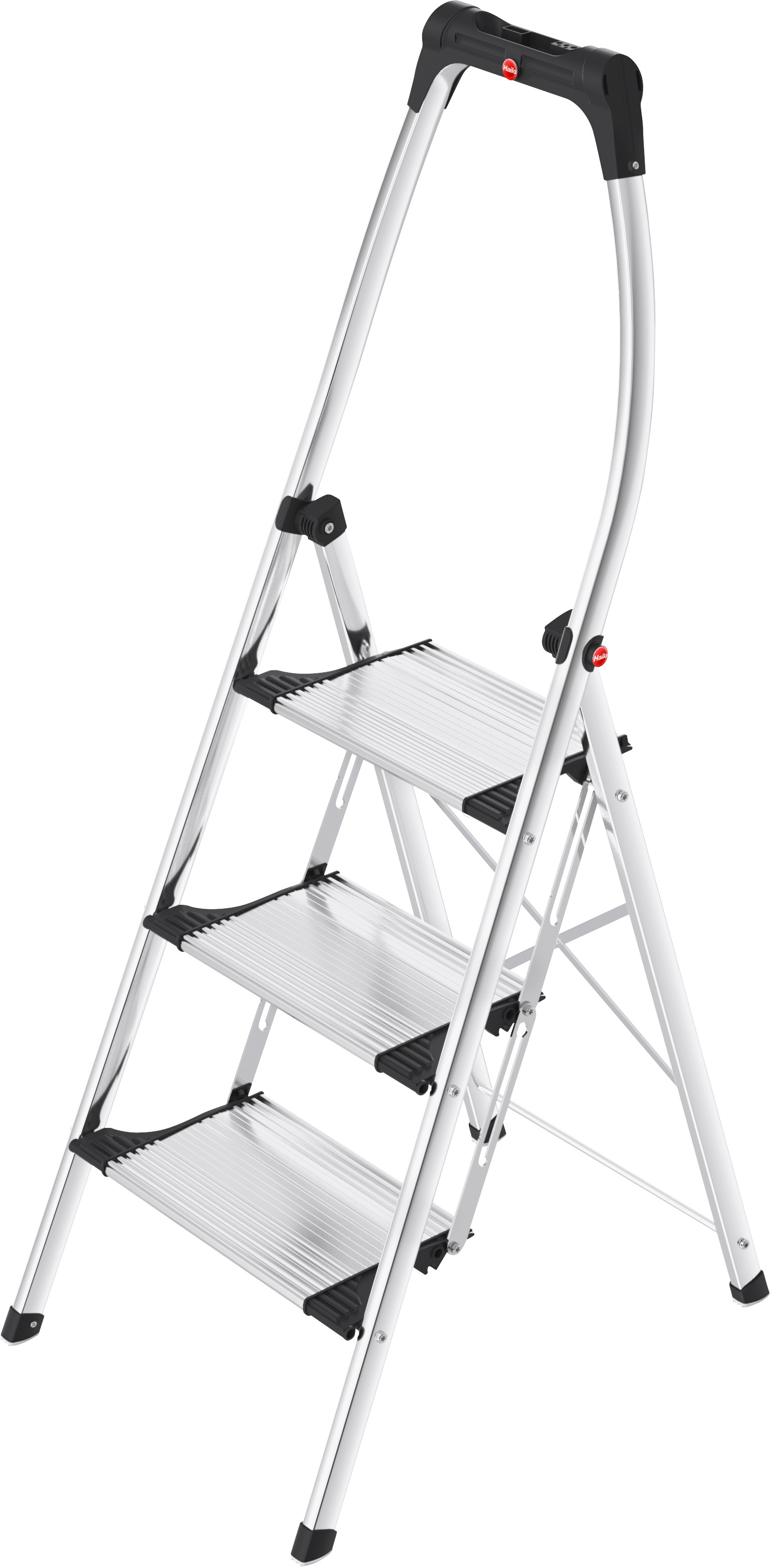 Hailo Klapptritt »Trittleiter - K100 TopLine, aus Aluminuim und Kunststoff«, (1 St., Treppenförmige Stufen-Anordnung für schienbeinschonende Nutzung), mit Treppenförmiger Stufen-Anordnung, belastbar bis max. 150 kg
