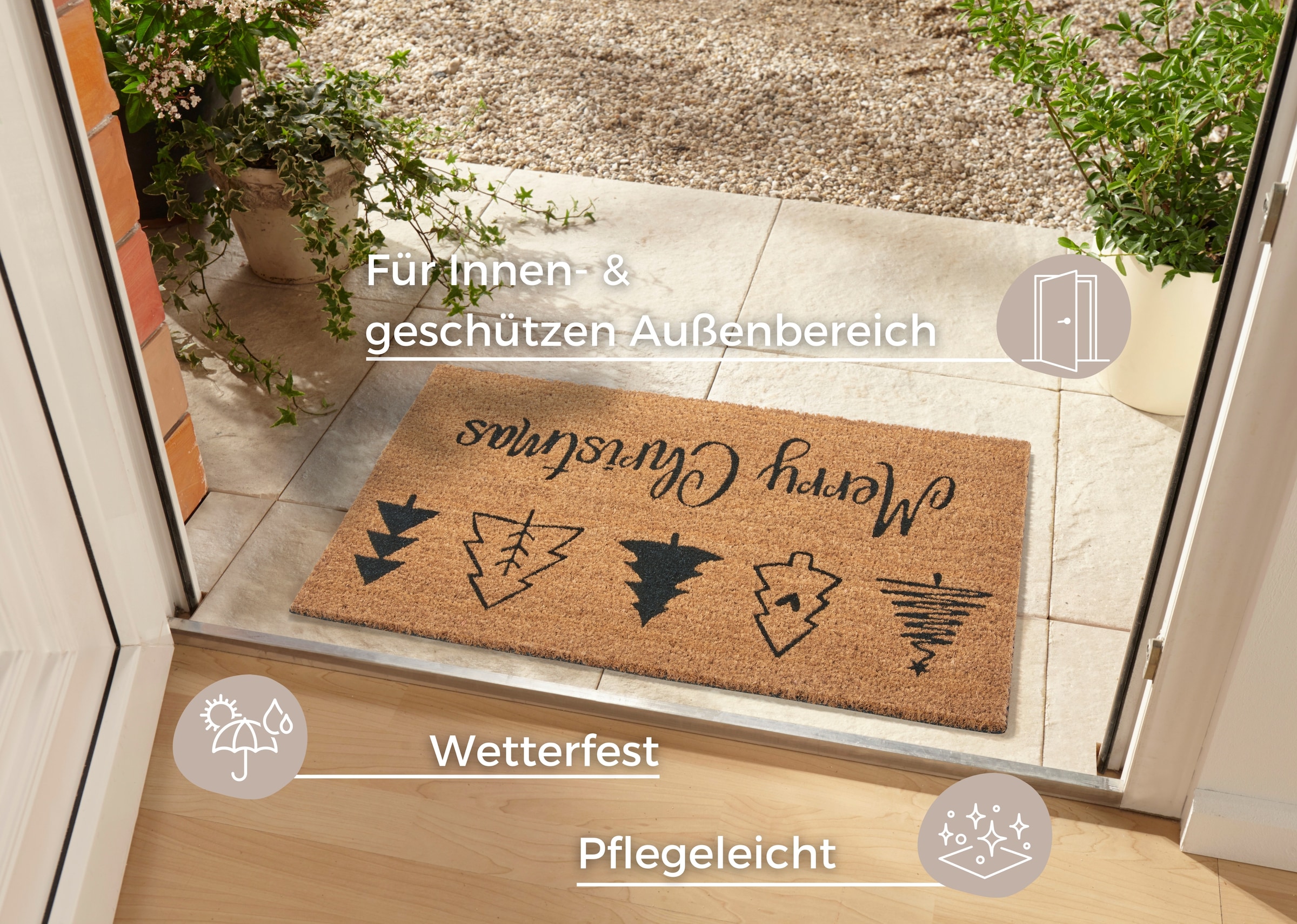 HANSE Home Fußmatte »Mix Mats Kokos Christmas Trees«, rechteckig, 15 mm Höhe, Weihnachten, Schmutzfangmatte, Outdoor, Rutschfest, Innen, Kokosmatte