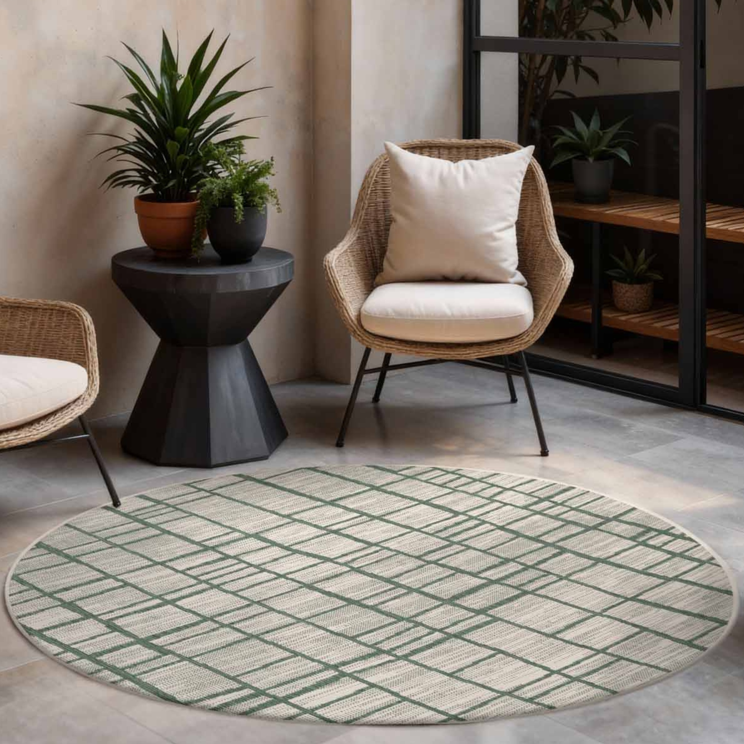 Ted Baker Teppich »Crouch , Wendeteppich« rund 8 mm Höhe Designteppich, Wetterfest, Pflegeleicht, Modern, Wohnzimmer, Terrasse