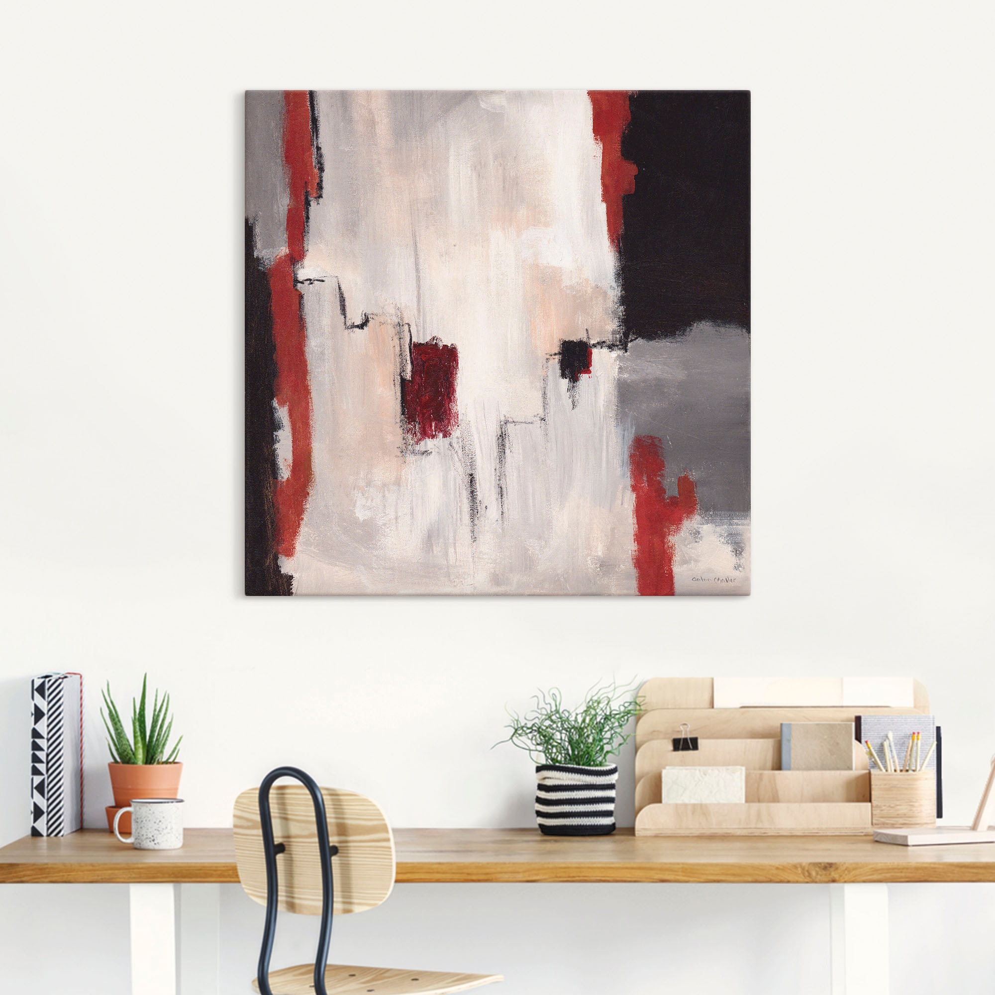 Artland Wandbild »Rot an Grau I - Abstrakt« Gegenstandslos 1 Stk. tlg. als Alubild, Outdoorbild, Leinwandbild, Poster in verschied. Größen