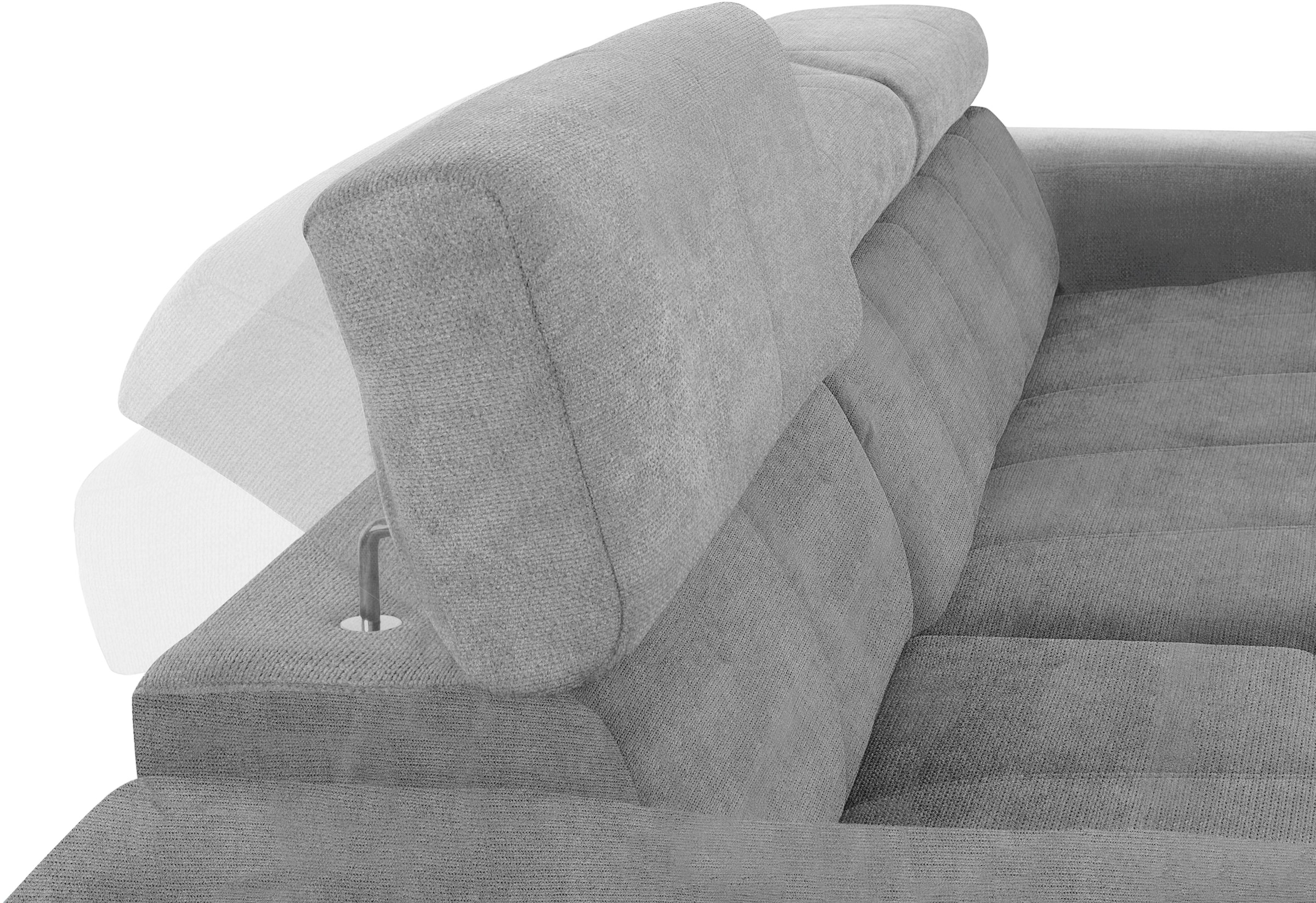 DOMO collection Ecksofa »Brandon große Ausführung B/T/H: 289/177/80 cm, auch in Leder und Cord«, mit Kopfteilverstellung, wahlweise Sitztiefenverstellung, L-Form