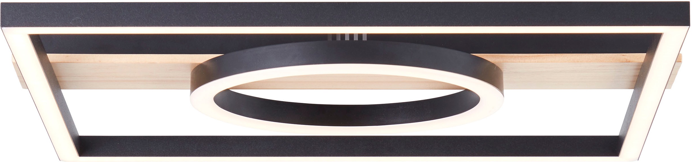 my home LED Deckenleuchte »Lysann Deckenlampe«, Leuchtmittel LED-Board | LED fest integriert, 42 x 40 cm, 24 W, 2700 lm, 3000 K, Holz/Metall, braun/schwarz