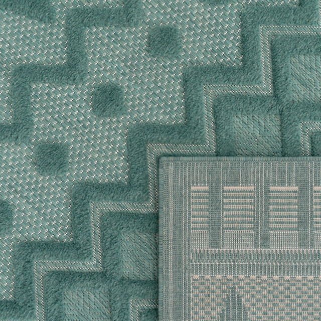 Scandi, rechteckig, Muster, Outdoor geeignet Teppich Uni-Farben, »Livorno Hoch-Tief Rauten Effekt, 671«, Paco Home