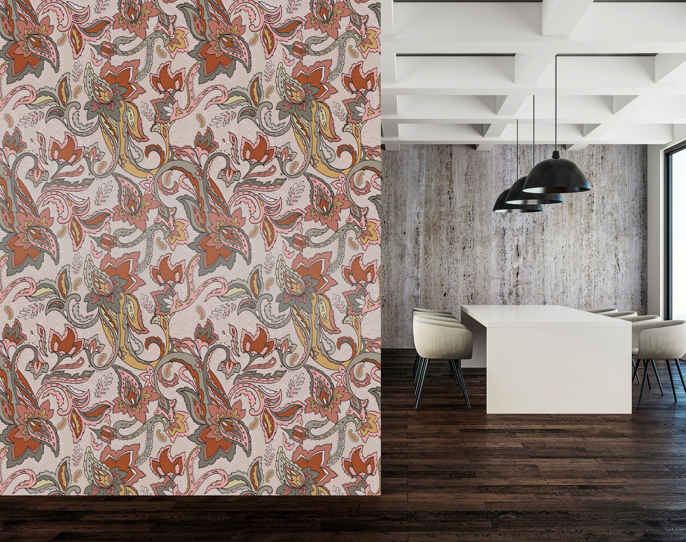 queence Vinyltapete »Luise«, bedruckt-Motiv-botanisch-floral-gemustert-natürlich, 90x250cm, selbstklebend, kinderleichte Anbringung, Sticker