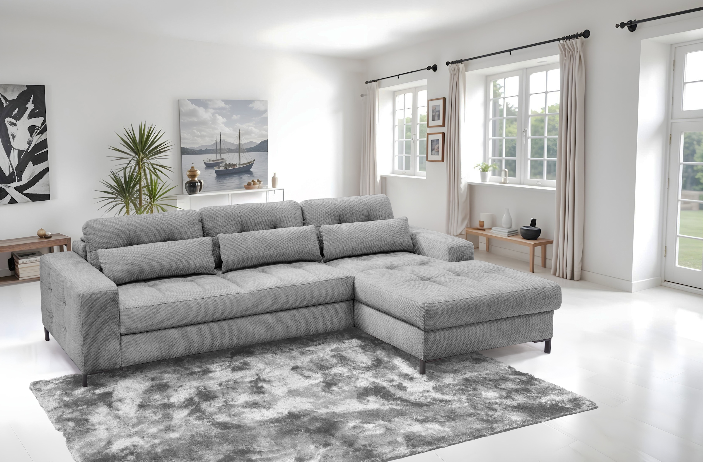 exxpo - sofa fashion Ecksofa »Bonito, mit Rücken- und Sitztiefenverstellung, inkl. Bett & Bettkasten«, Sitztiefenverstellung,Höhenverstellung