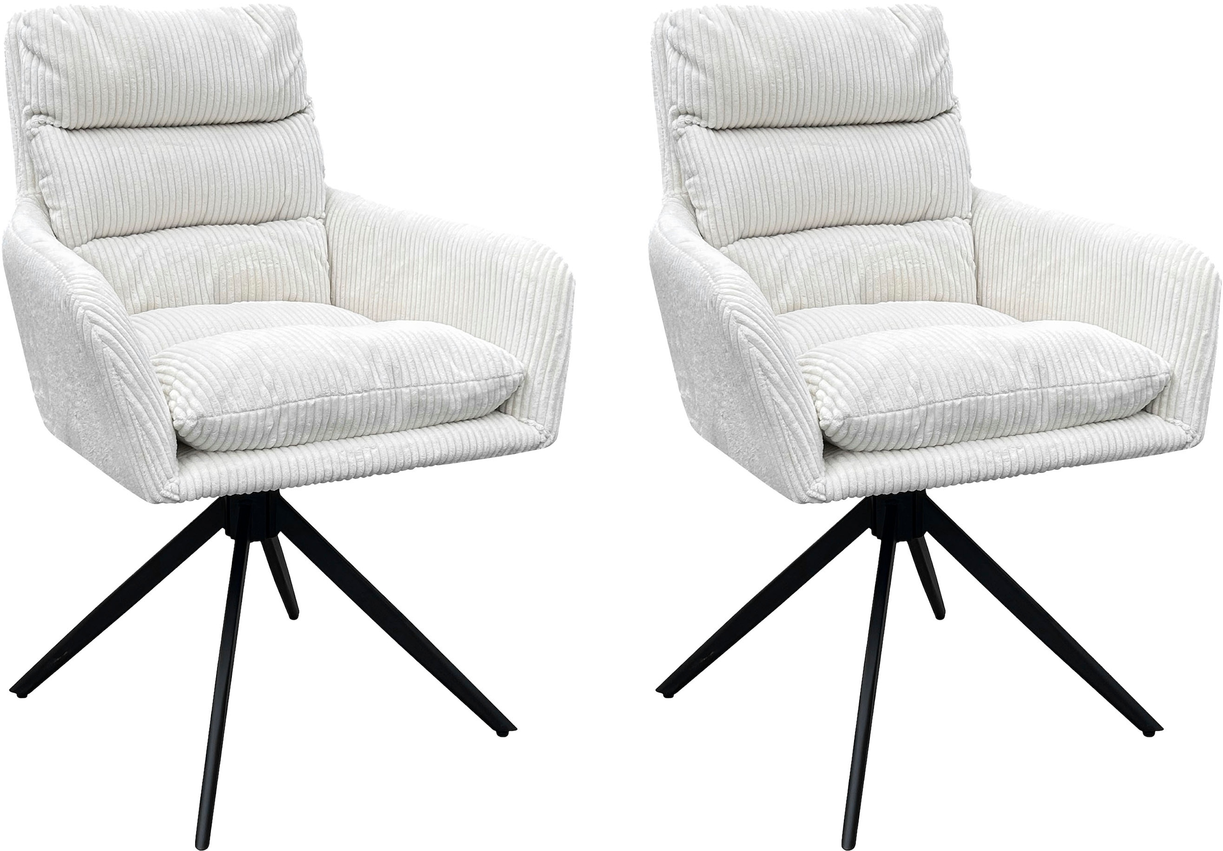 byLIVING Esszimmerstuhl »Pura« (Set) 2 Stk.Sitzschale 360°drehbar, Metall schwarz, Armlehnstuhl, diverse Farben