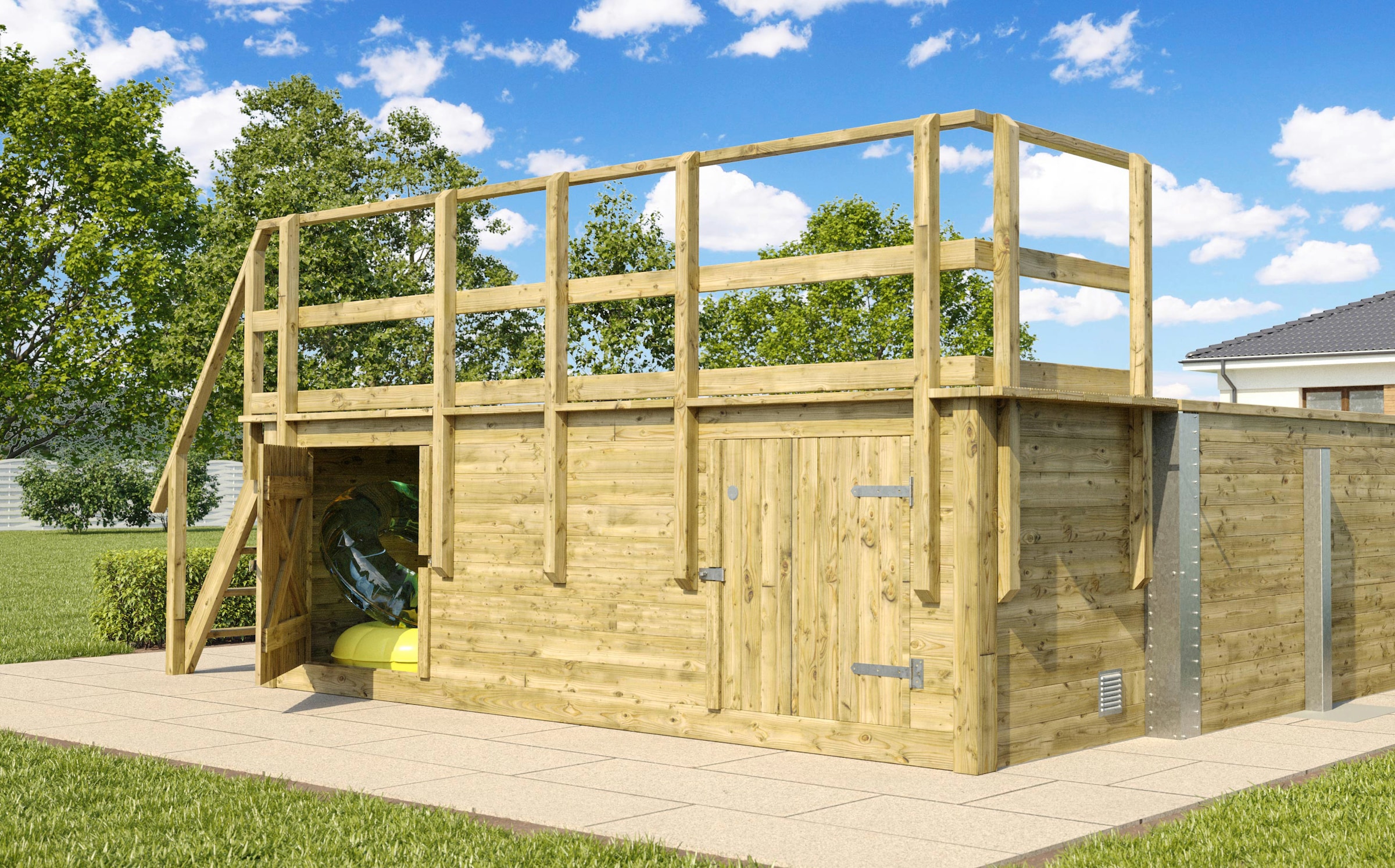 weka Rechteckpool »595 Gr. 2 mit Sonnendeck und Technikraum«, (Set, 10 tlg.), BxLxH: 416x644x116 cm