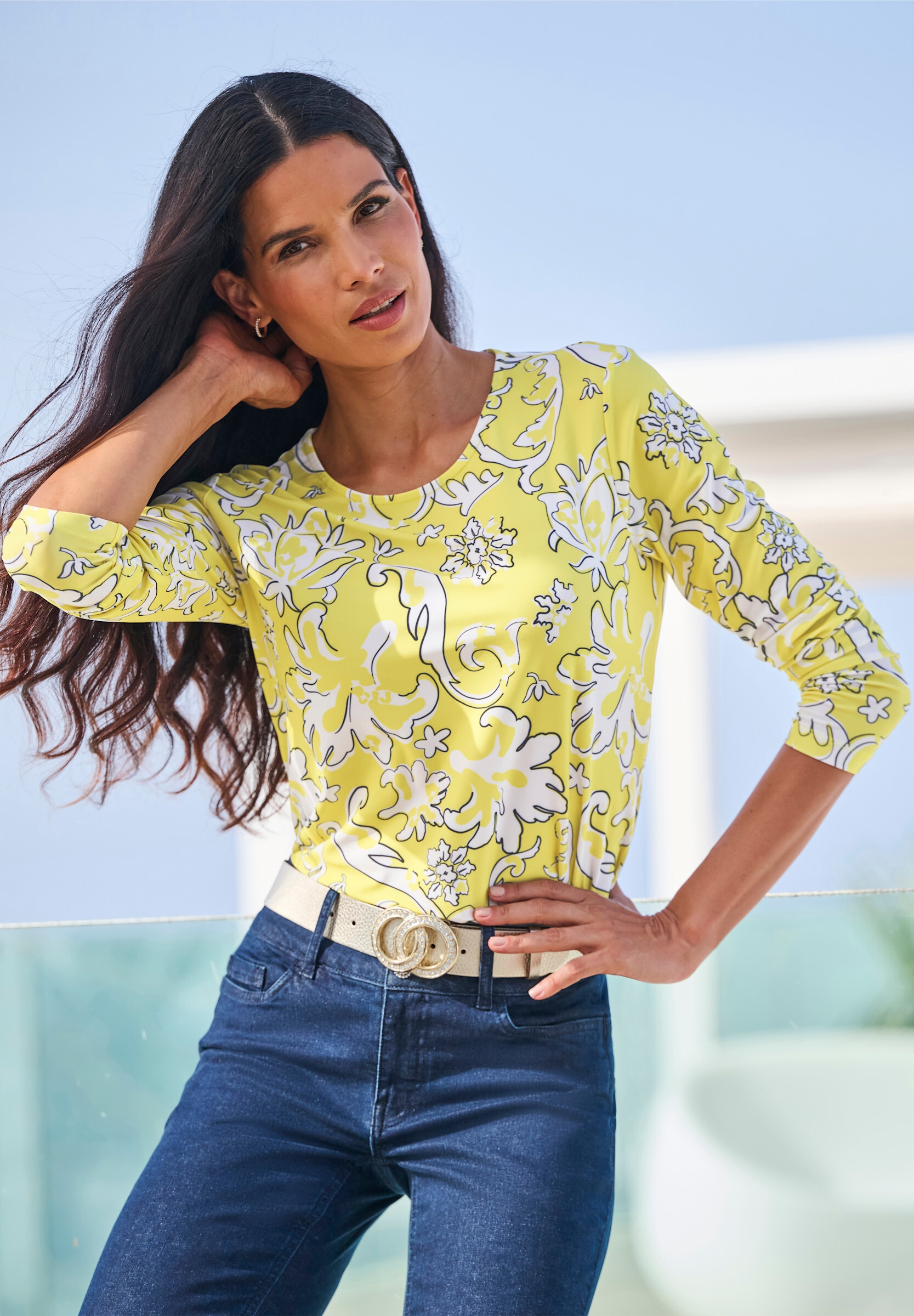 heine T-Shirt »Druck-Shirt Langarmshirt aus Kofferware«