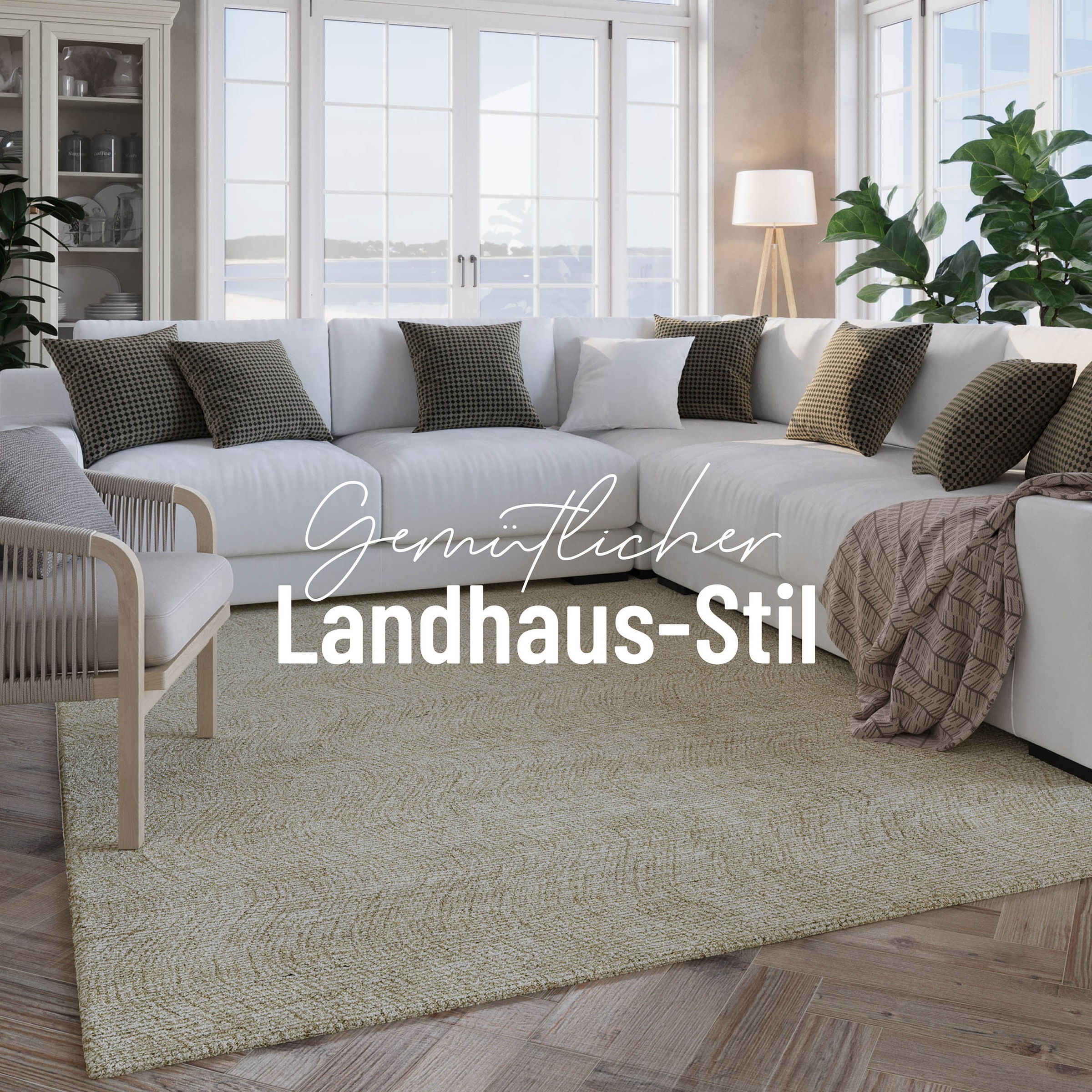 Wecon home Wollteppich »Hamptons THIRTEEN«, rechteckig, 10 mm Höhe, Läufer, Schurwolle, Kurzflor, Wohnzimmer, Schlafzimmer, elegant, Welle