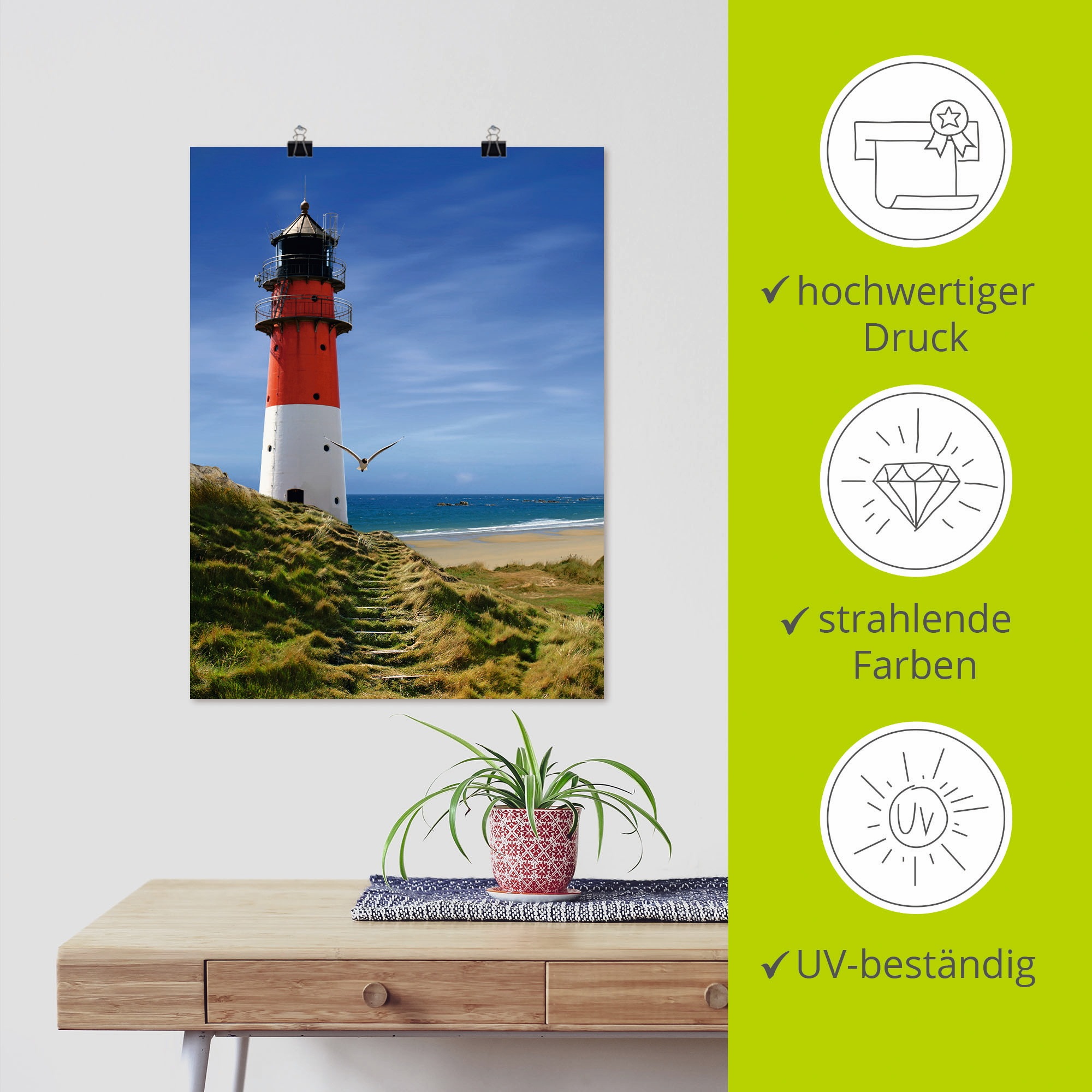 Artland Poster »Leuchtturm am Deich« Gebäude 1 Stk. tlg. ohne Rahmen