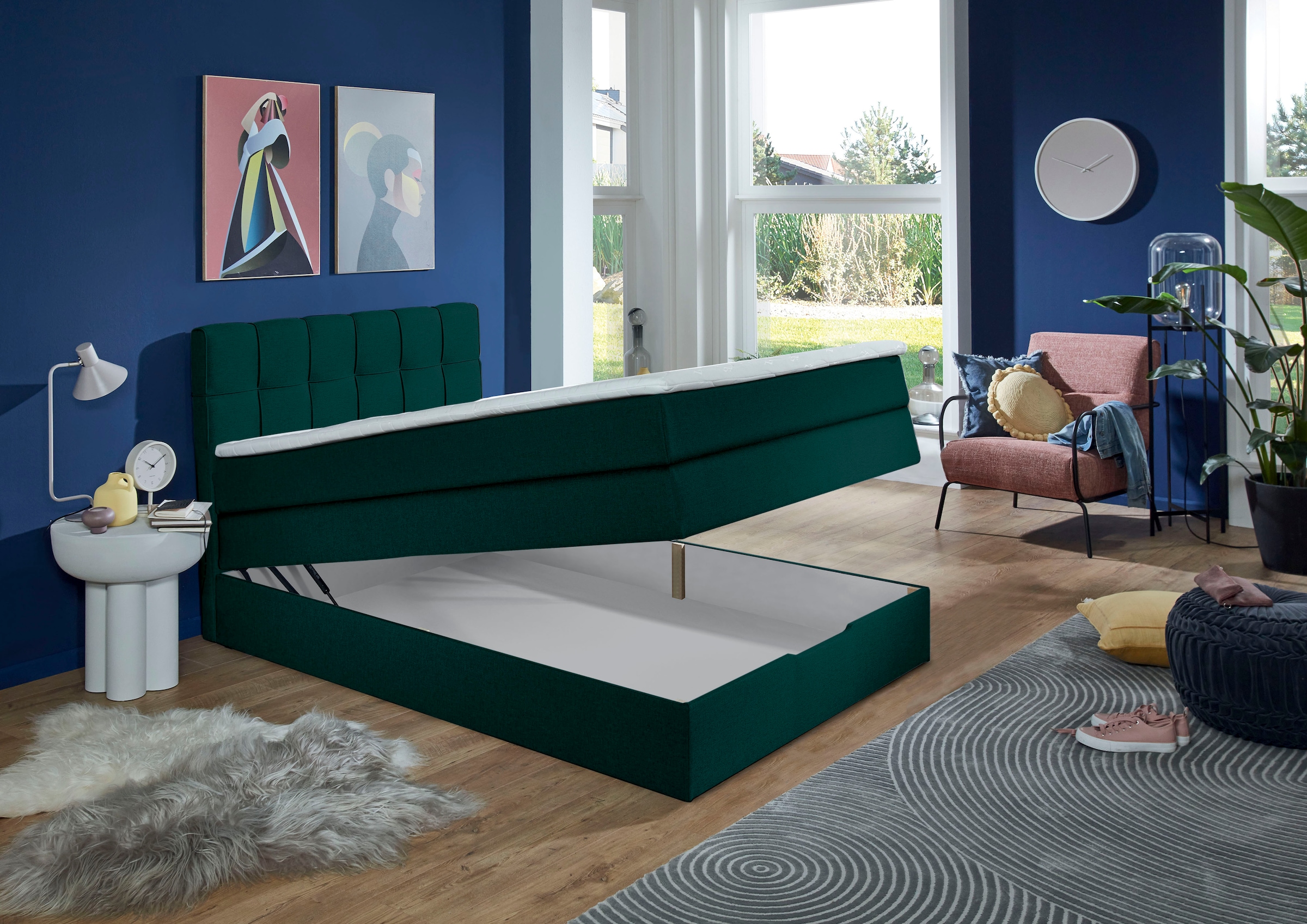 Home affaire Boxspringbett »Fornoli« inkl. Topper und Bettkasten, H3 in zwei Matratzenarten