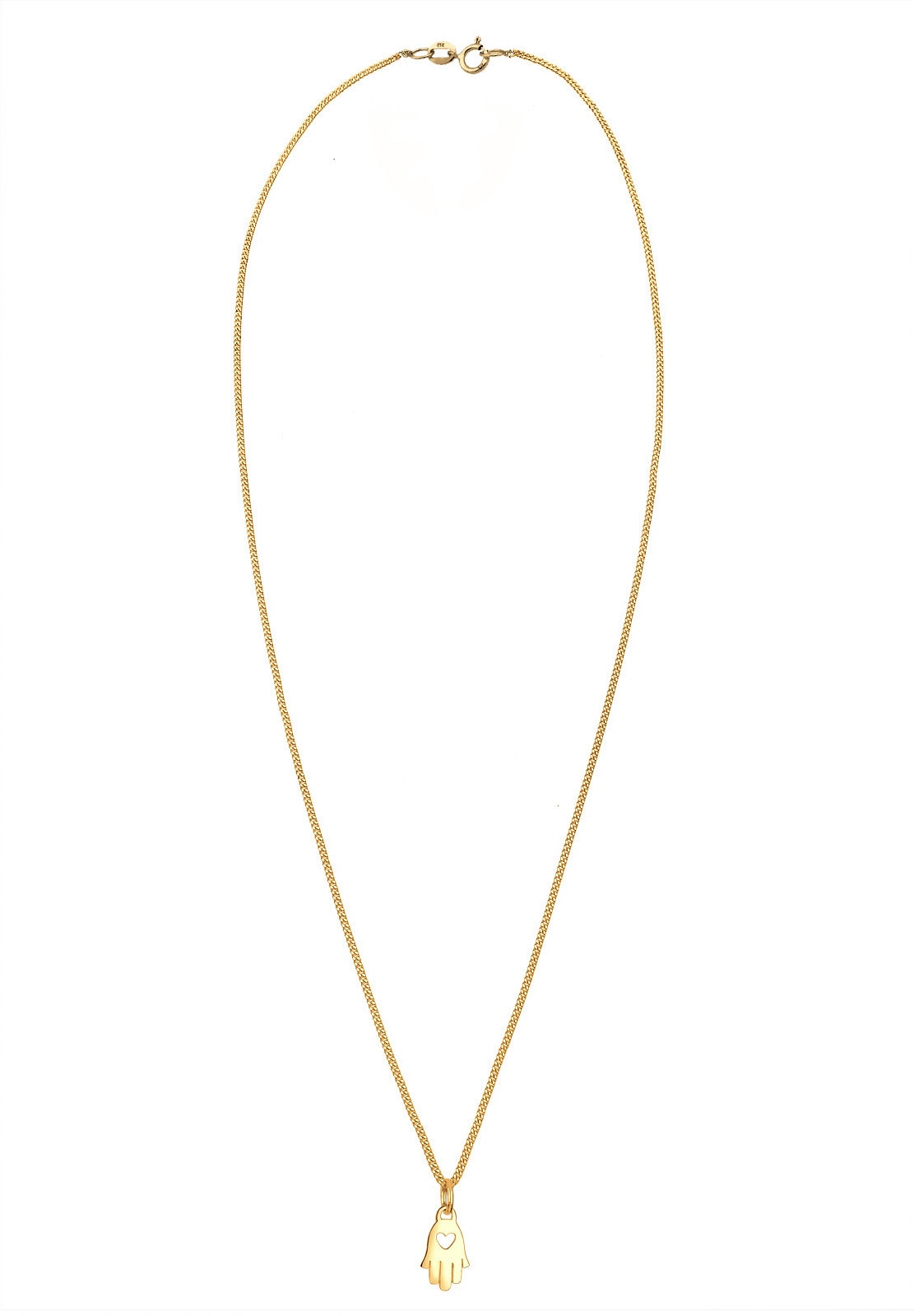 Elli Premium Kette mit Anhänger »Halskette Hand der Fatima Herz Symbol Talisman 585 Gelbgold«