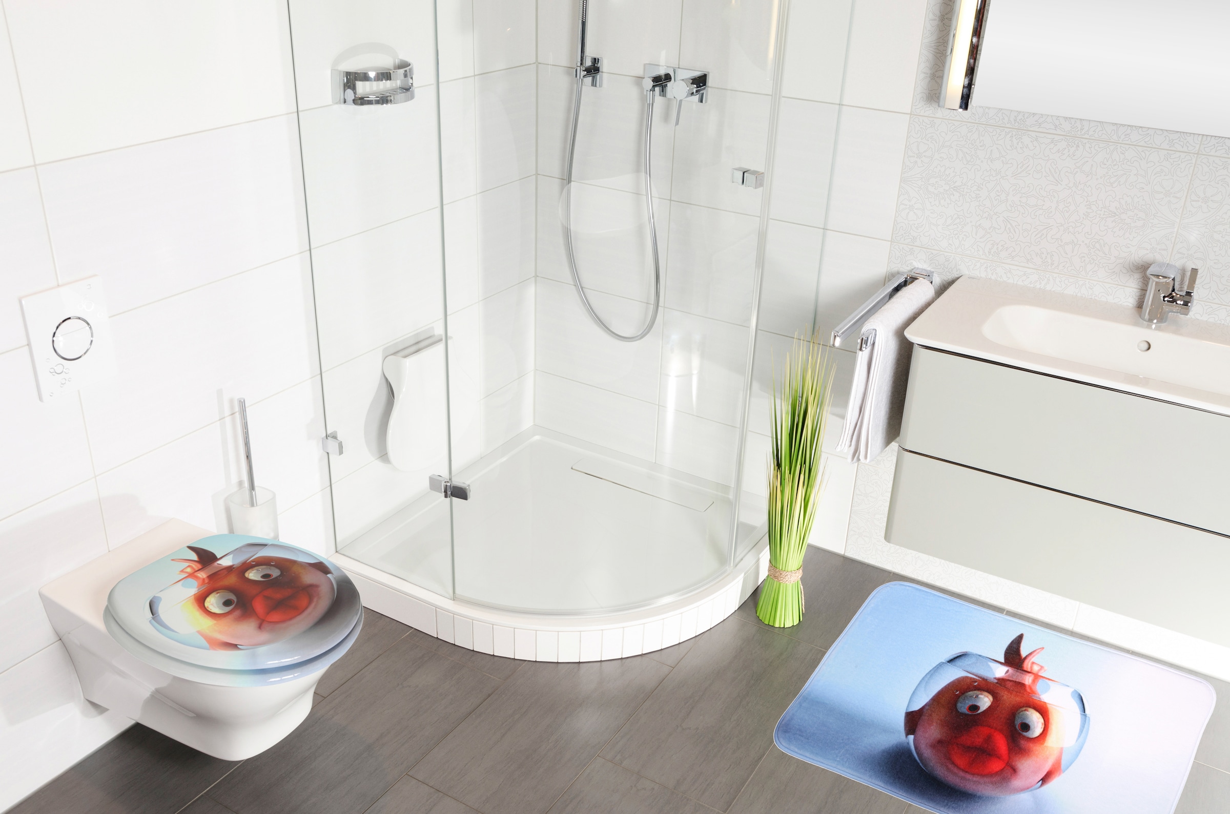 Sanilo Badaccessoire-Set »Goldfisch« bestehend aus WC-Sitz, Badteppich, Stöpsel, Seifenspender, WC-Bürste