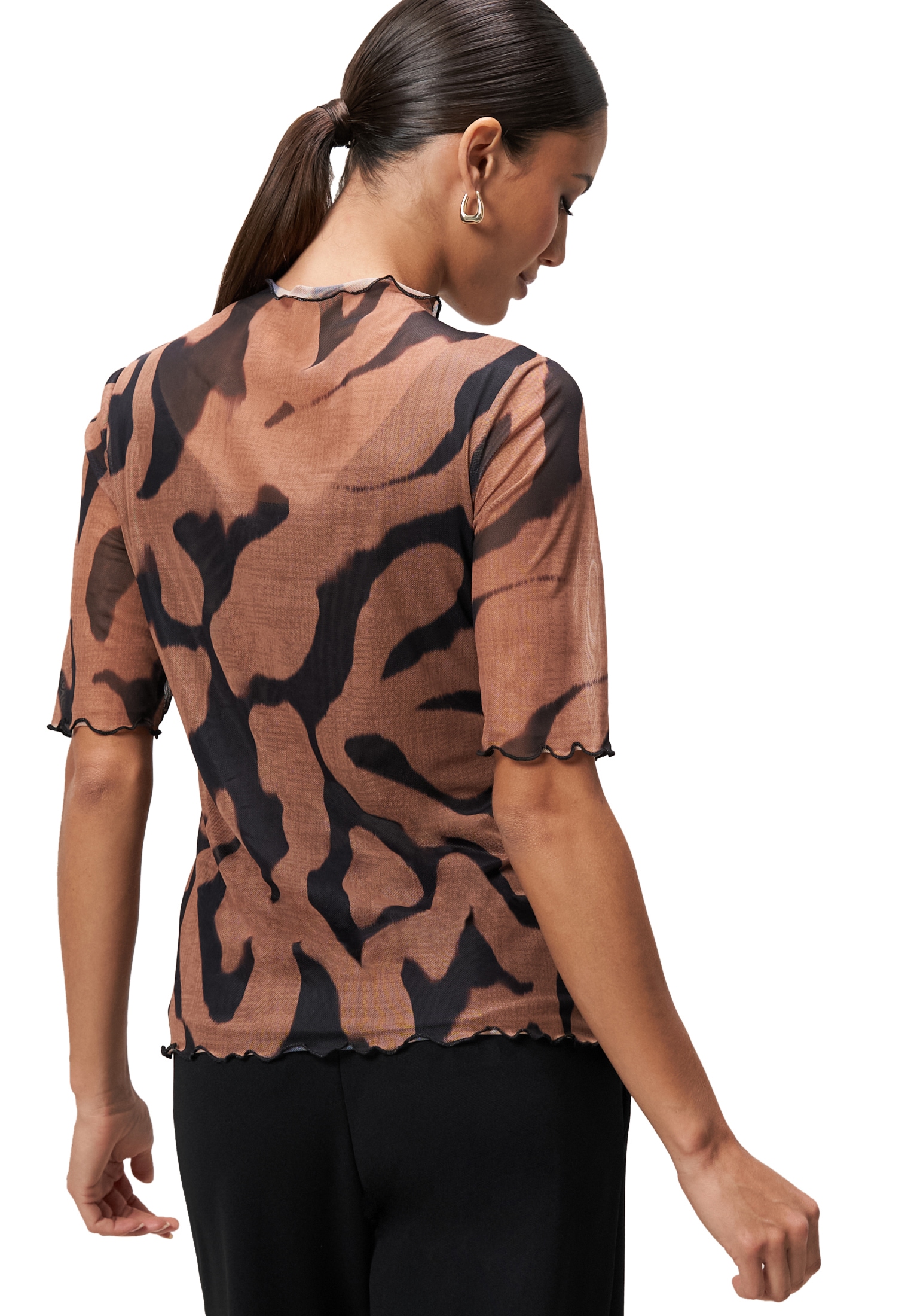 Zero Kurzarmshirt »Mesh-Shirt mit Wellensaum«