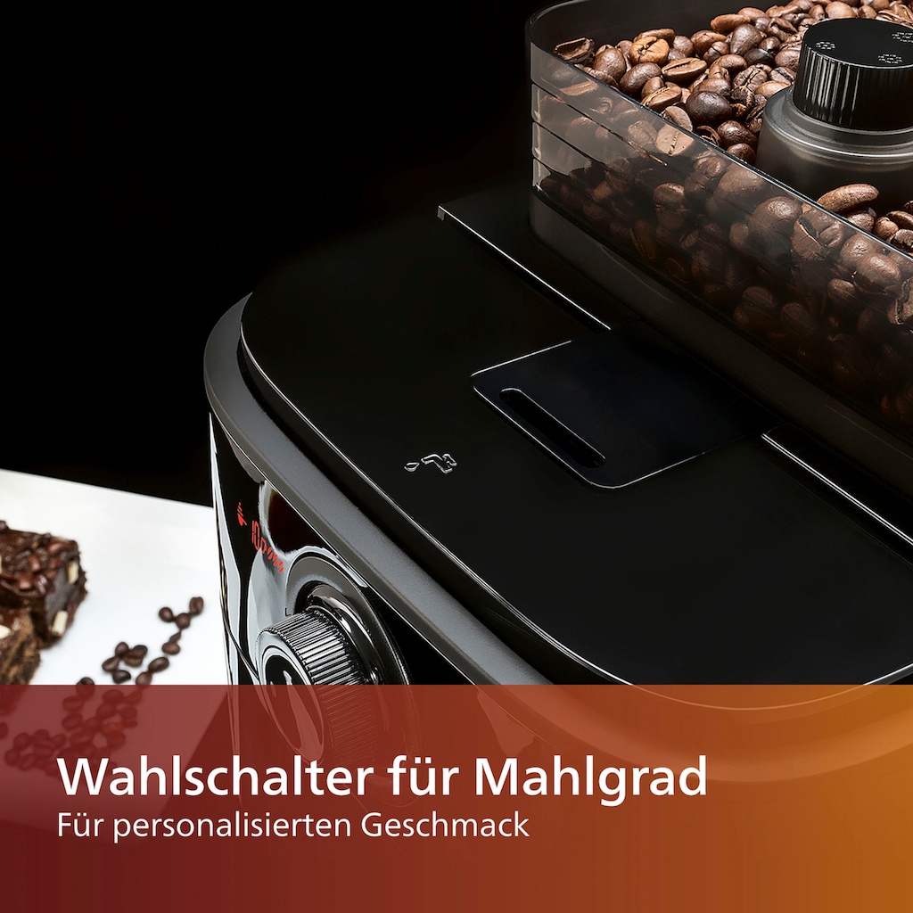 Philips Kaffeemaschine mit Mahlwerk »Grind & Brew HD7767/00«, 1,2 l Kaffeekanne, aromaversiegeltes Bohnenfach, edelstahl/schwarz