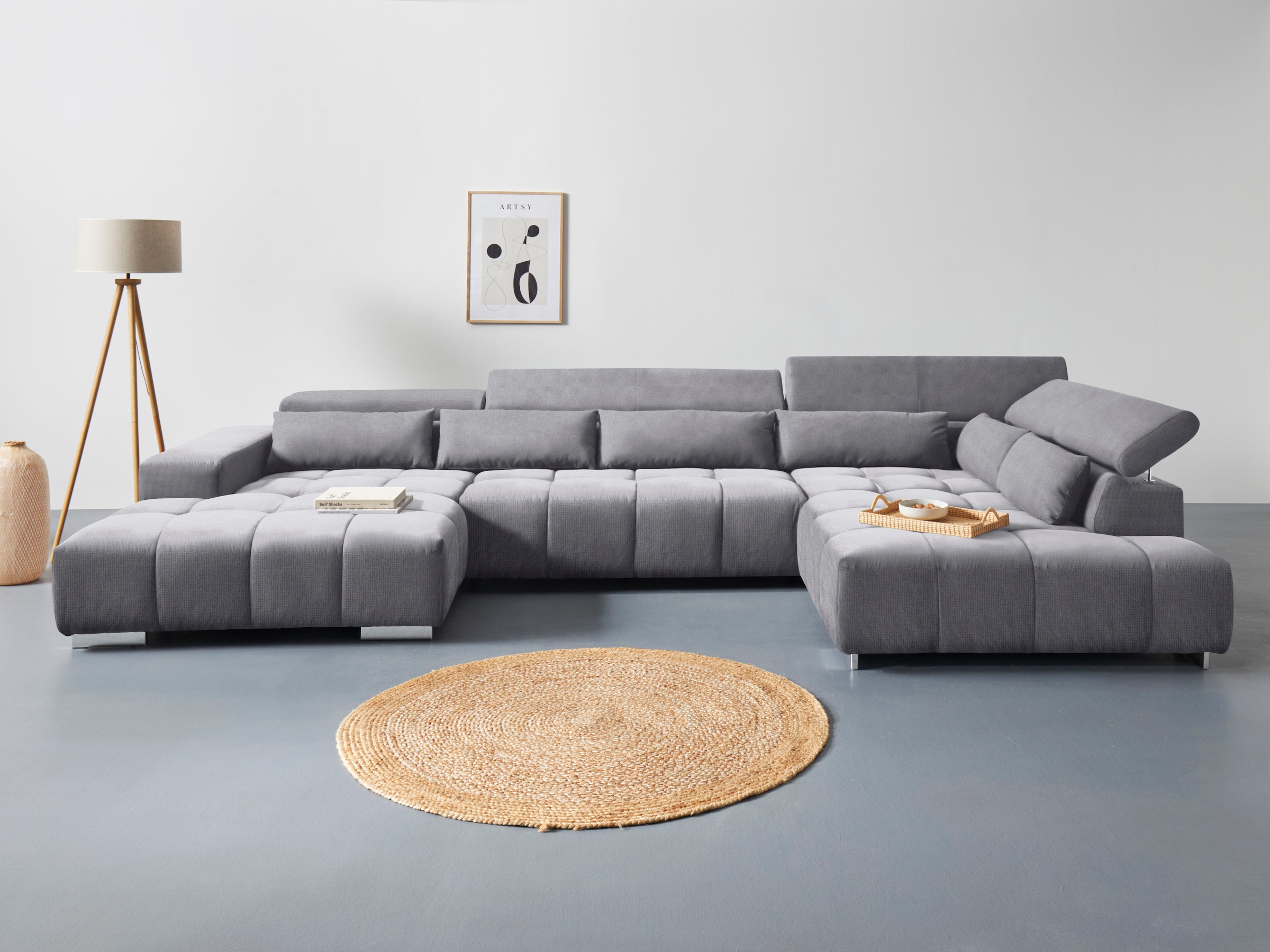COTTA Wohnlandschaft »Orion U-Form«, inkl. Kopfteilverstellung und Nierenkissen