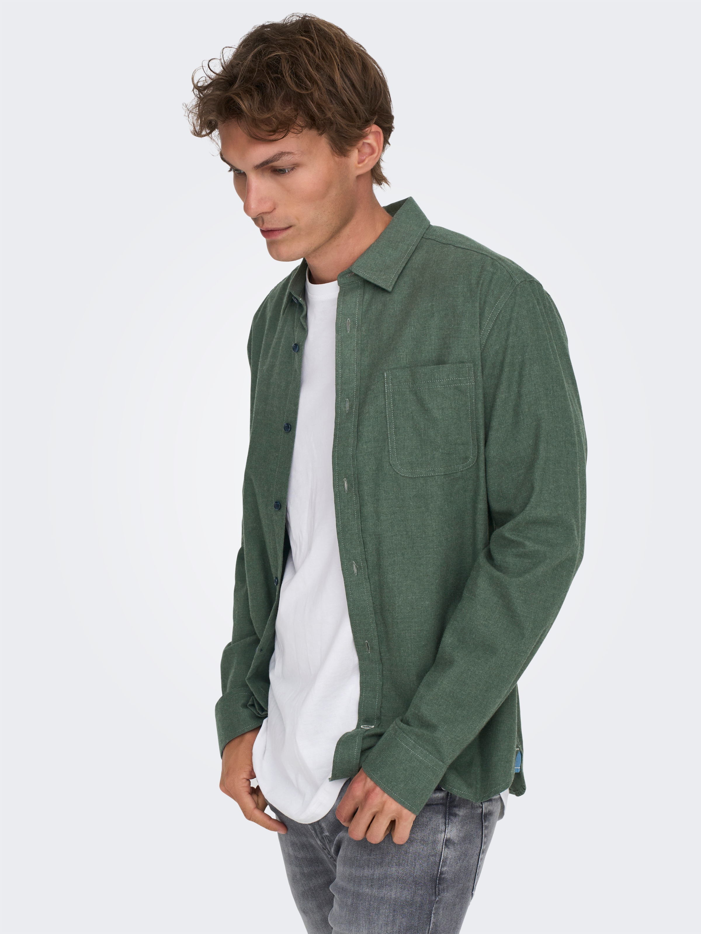 ONLY & SONS Langarmhemd »ONSROAD LIFE REG MELANGE LS SHIRT NOOS«