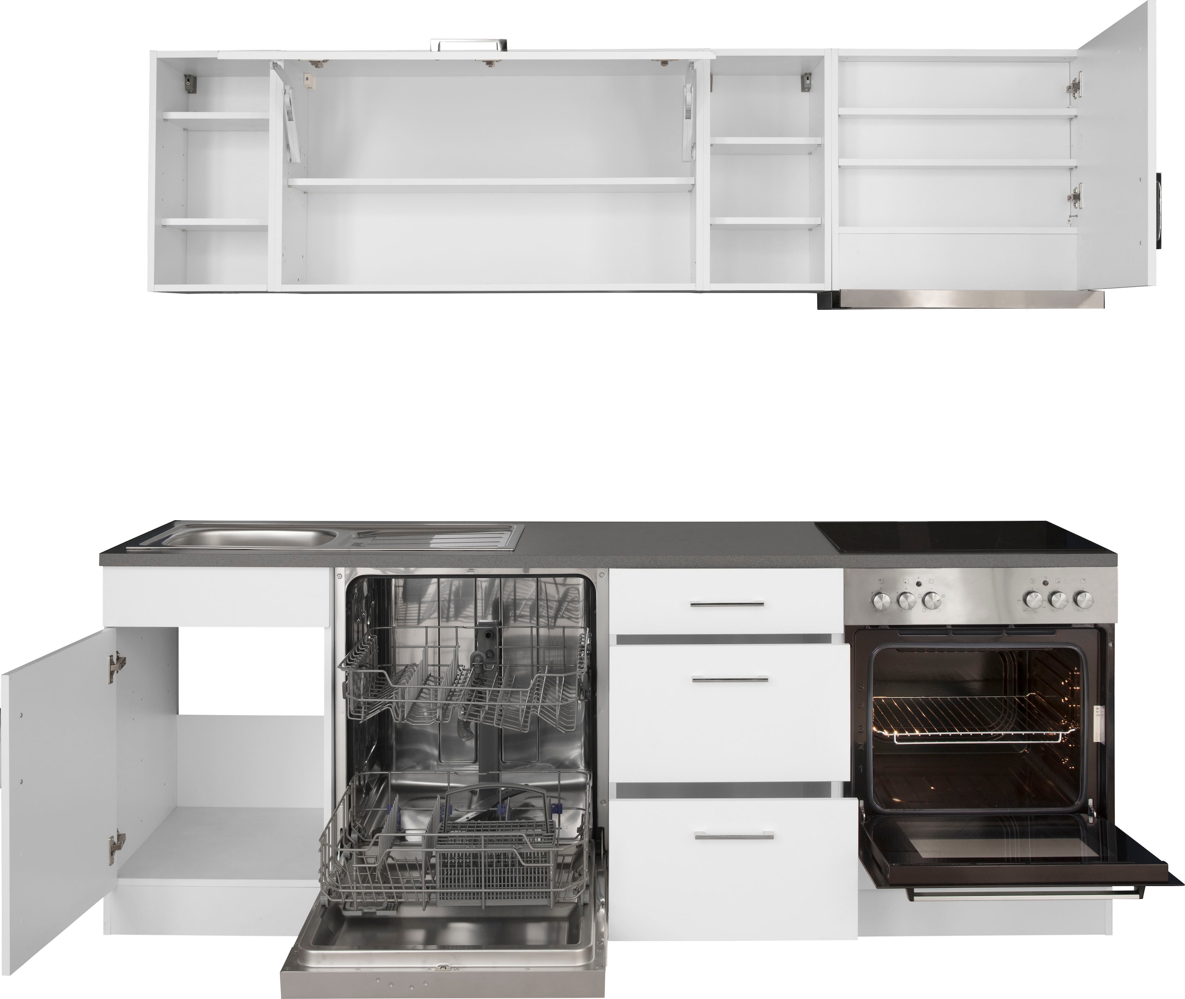 KOCHSTATION Küchenzeile »KS-Paris«, mit E-Geräten, Breite 220 cm