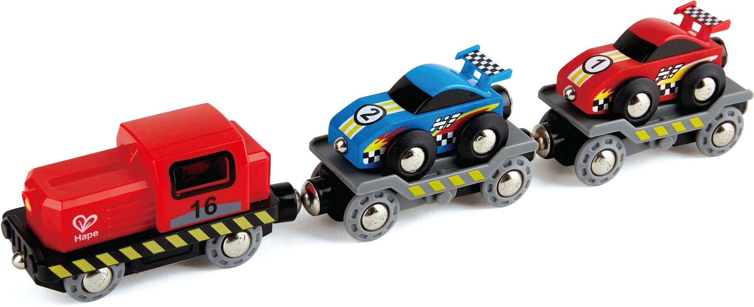 Hape Spielzeug-Eisenbahn »Rennwagen-Transporter«, FSC®- schützt Wald - weltweit