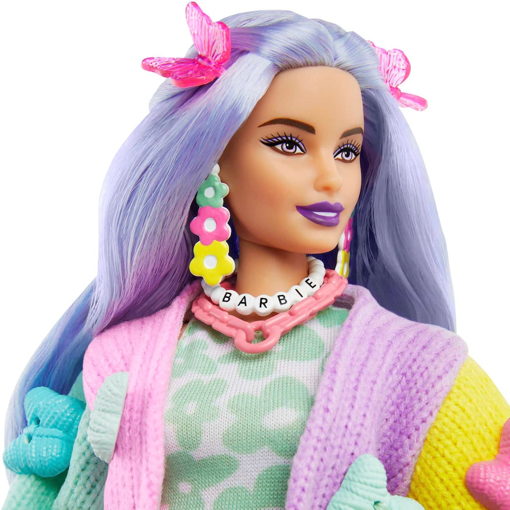 Barbie Anziehpuppe »Extra, lavendelfarbenes Haar/Schmetterlings Haarspange«