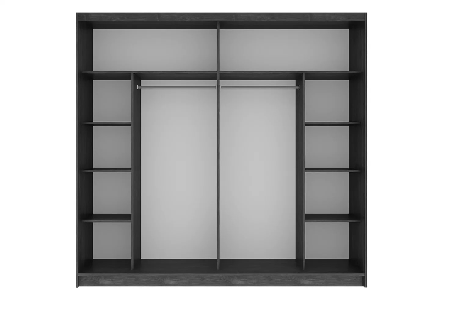 Home affaire Kleiderschrank »PRESSAC mit viel Stauraum, 10 Fächer, 2 Kleiderstangen, Breite 230cm« Garderobe mit 2 Schiebetüren und Spiegel, Maße B/T/H: 230/62/215 cm