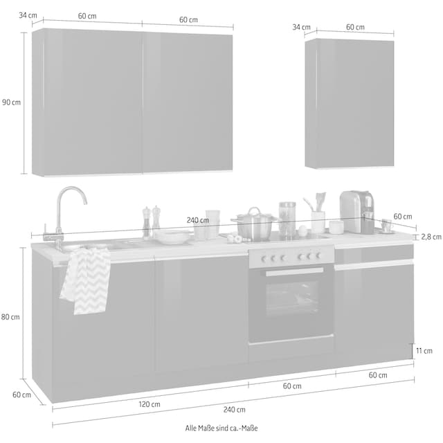HELD MÖBEL Küchenzeile »Ohio«, ohne E-Geräte, Breite 240 cm bequem  bestellen