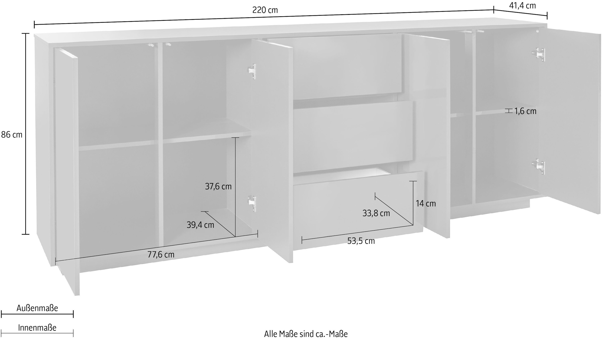 INOSIGN Sideboard »bloom«, Breite ca. 220 cm