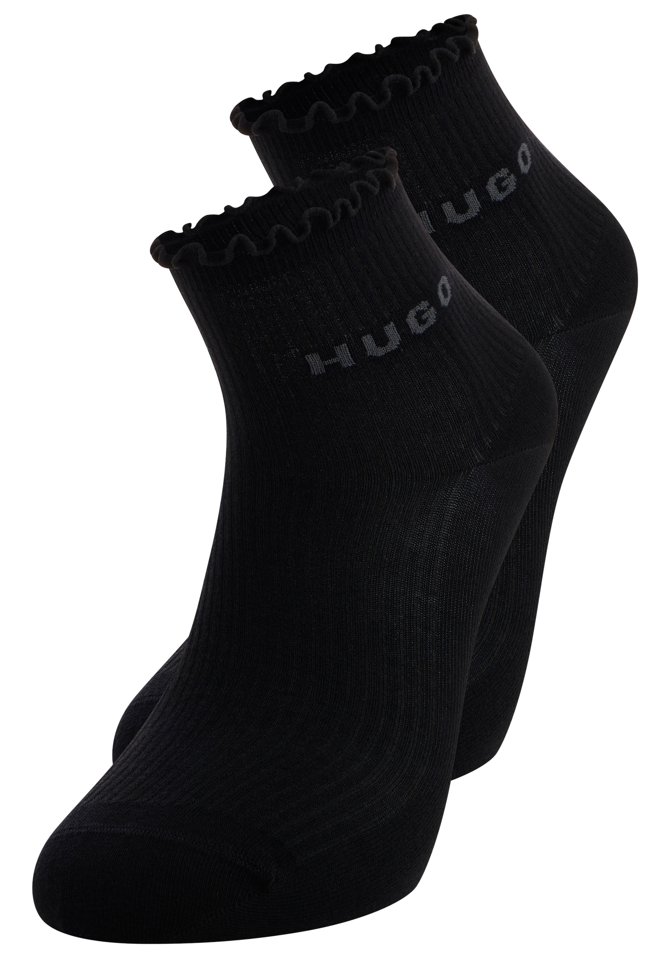 HUGO Underwear Kurzsocken mit gewellter Kante, Rippstruktur
