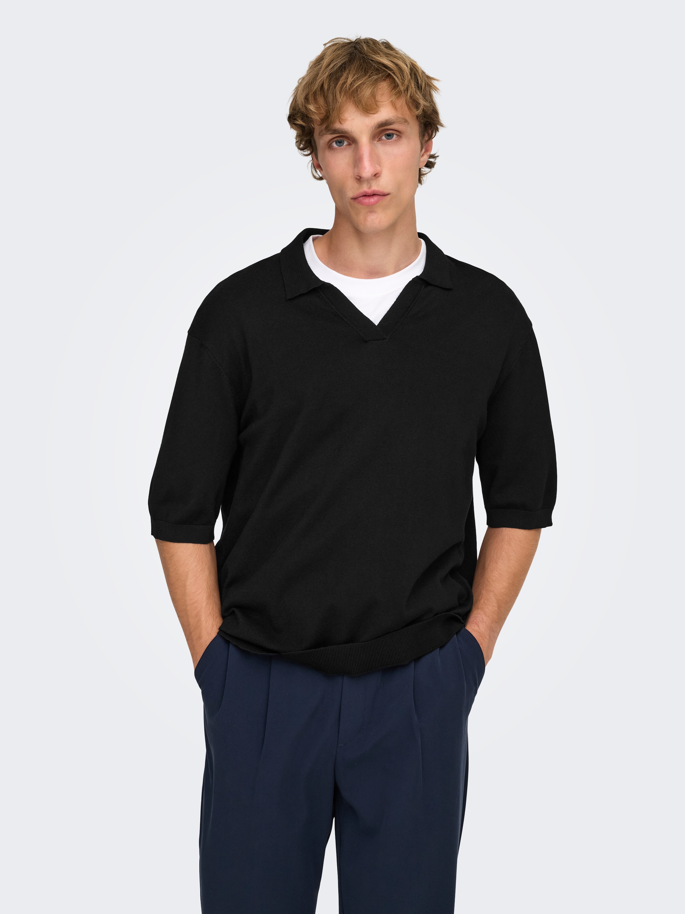 ONLY & SONS Polokragenpullover »ONSWYLER LIFE RLX 12 SS SPLIT KNIT NOOS«