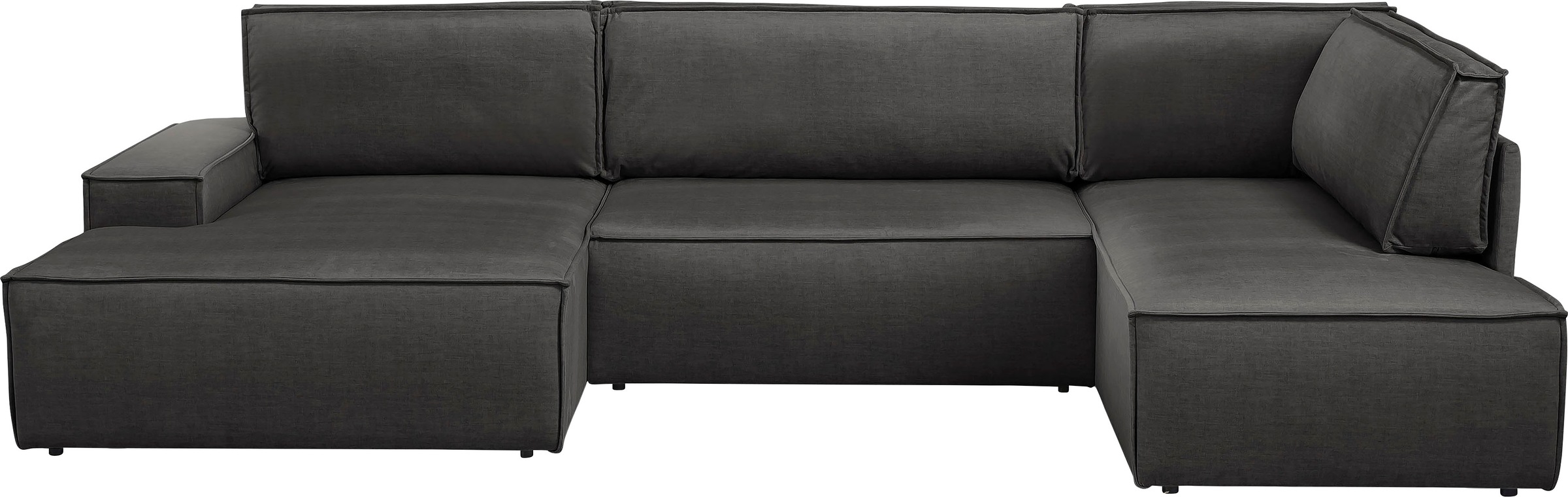 Home affaire Wohnlandschaft »SHERWOOD 329 cm, U-Form, Schlafsofa,«, Schlaffunktion m. Bettkasten (194x139 cm), Cord, Vintage, Samtvelours