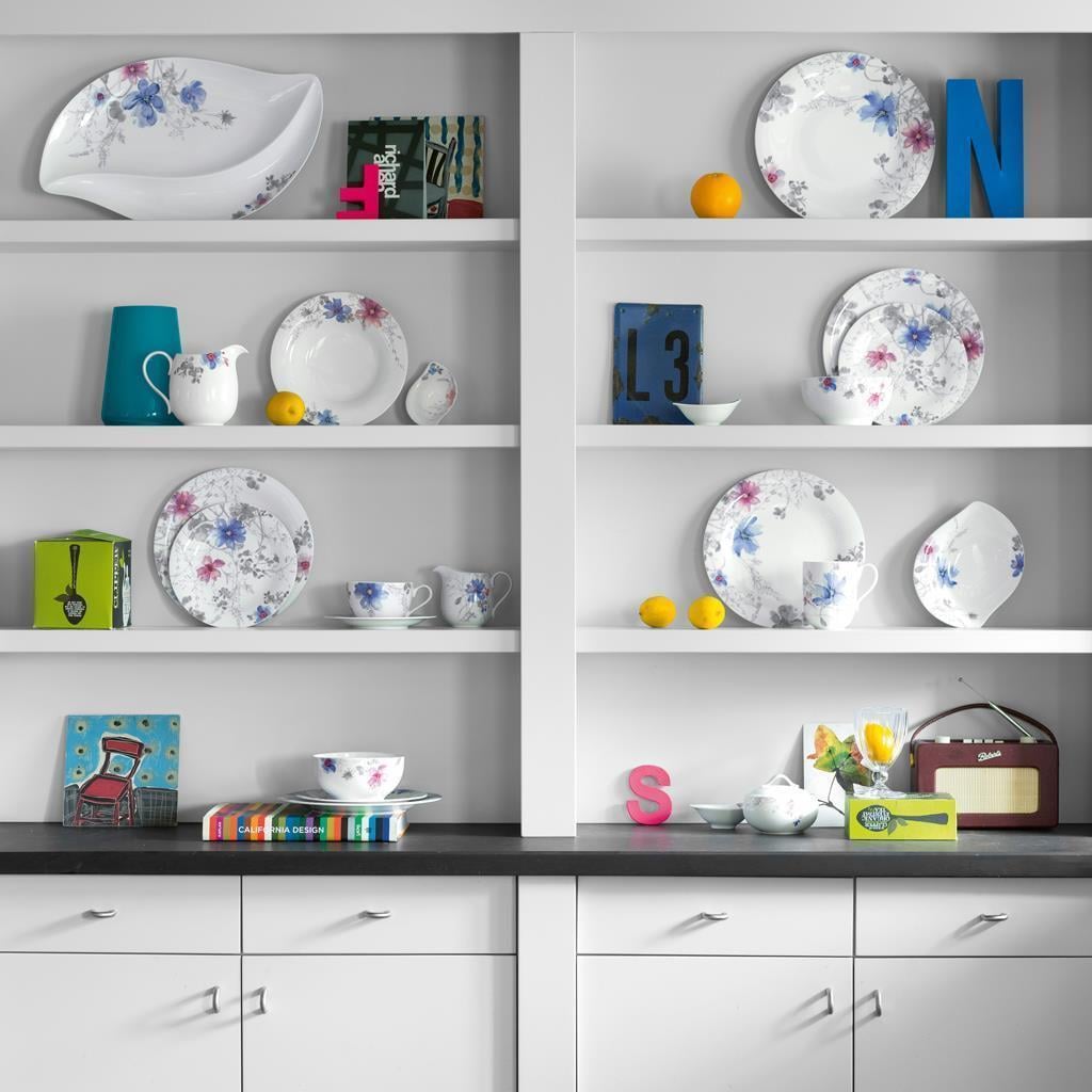 Villeroy & Boch Geschirr-Set »Basic-Set Mariefleur Gris Basic 6er Set bunt« Spülmaschinengeeignet, Mikrowellenfest