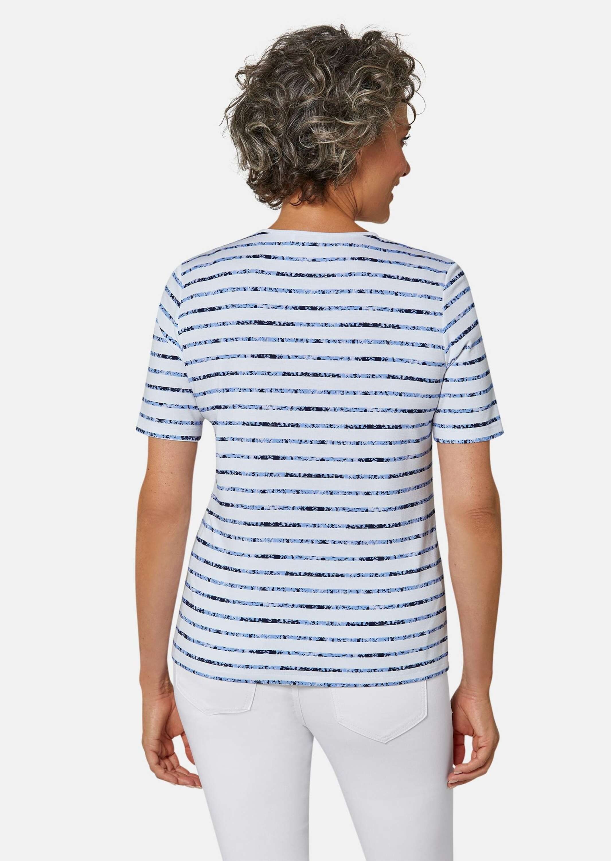 GOLDNER Print-Shirt »Bequemes Druckshirt in Blumen-Ringeloptik«