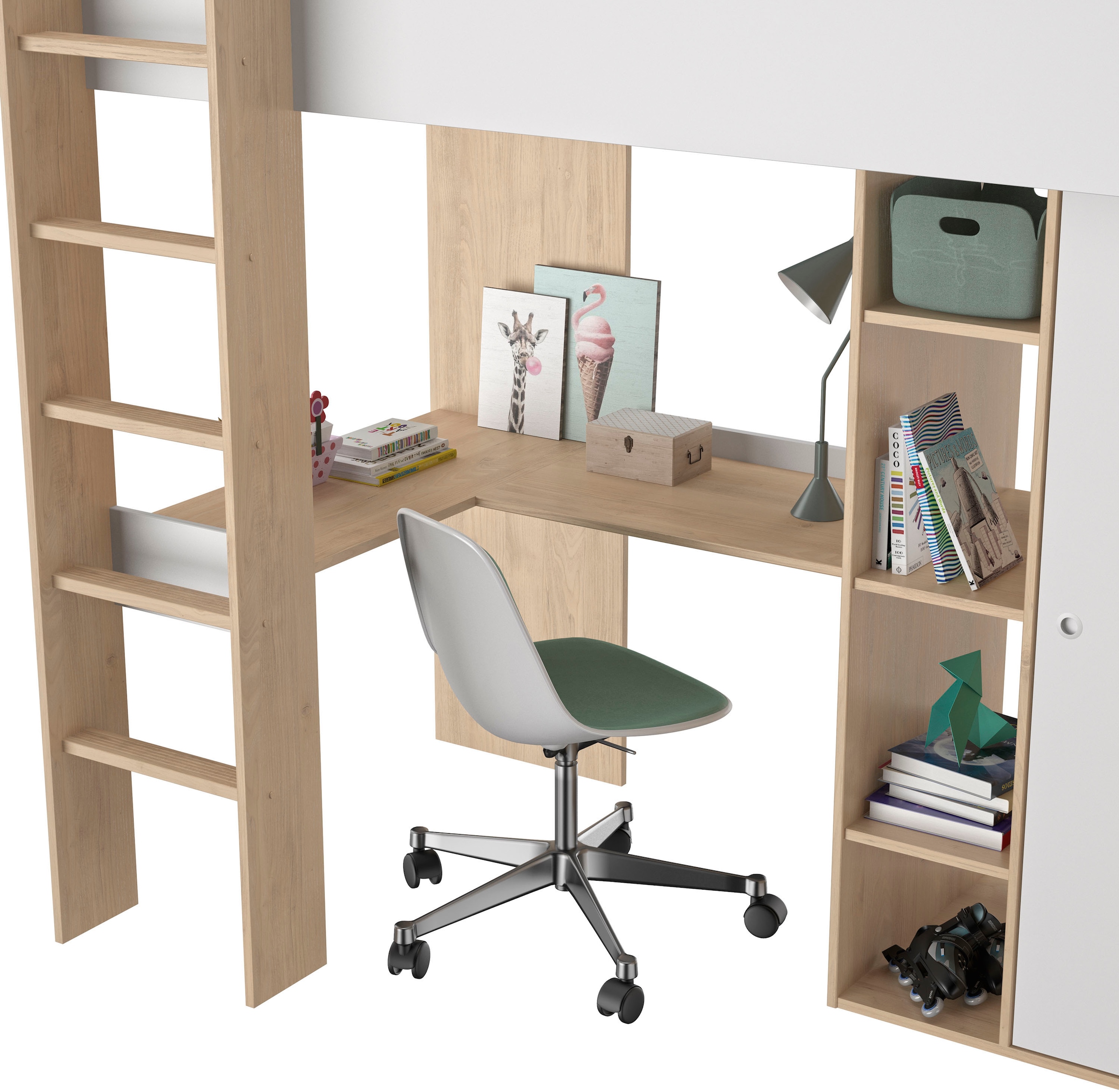 Gami Hochbett »MATIS Hochbett« Platzersparnis, super praktisch und funktional