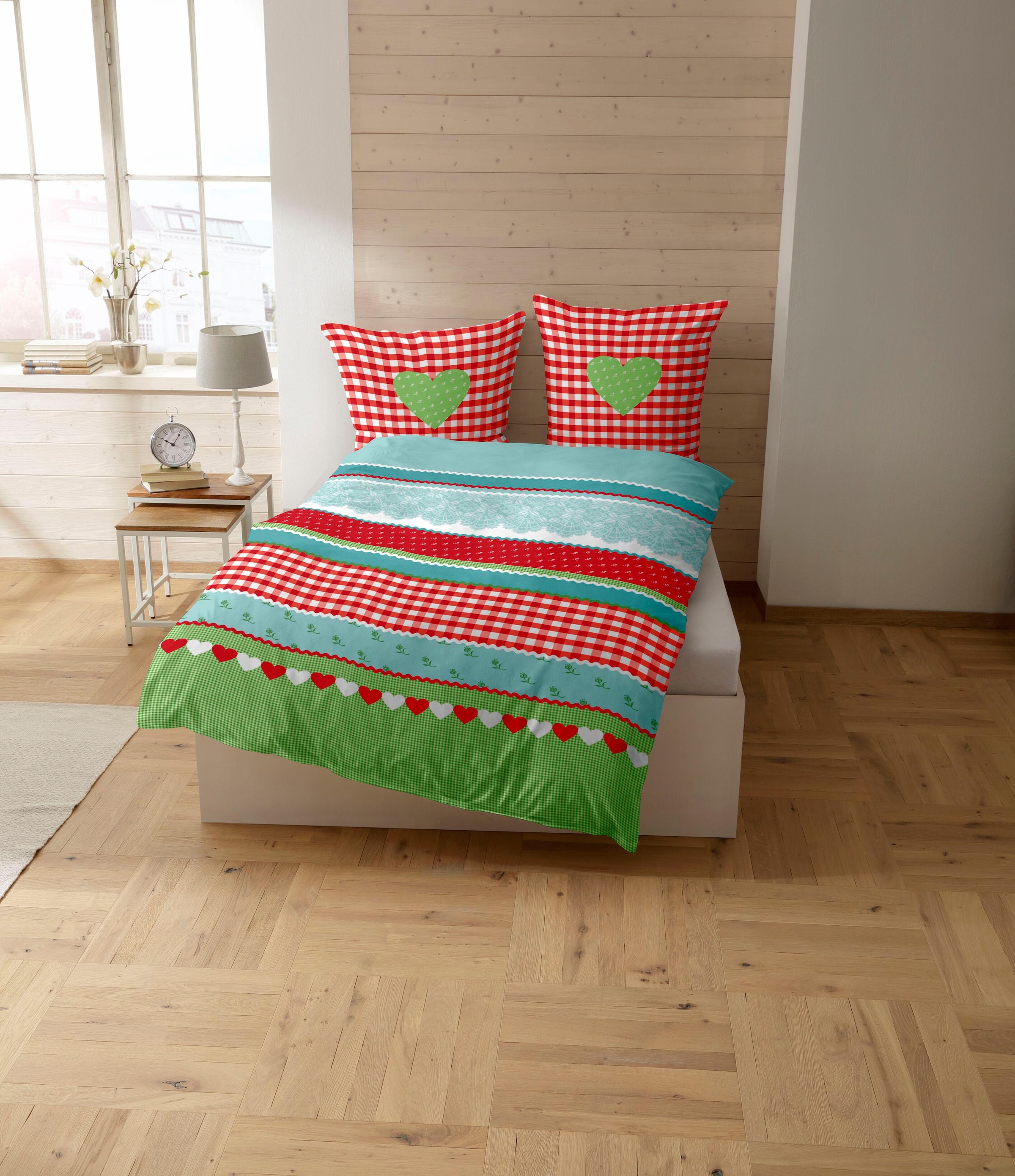CASATEX Bettwäsche »Herz-Karo« 2 Stk. tlg. niedlichem Herz-Karo Design
