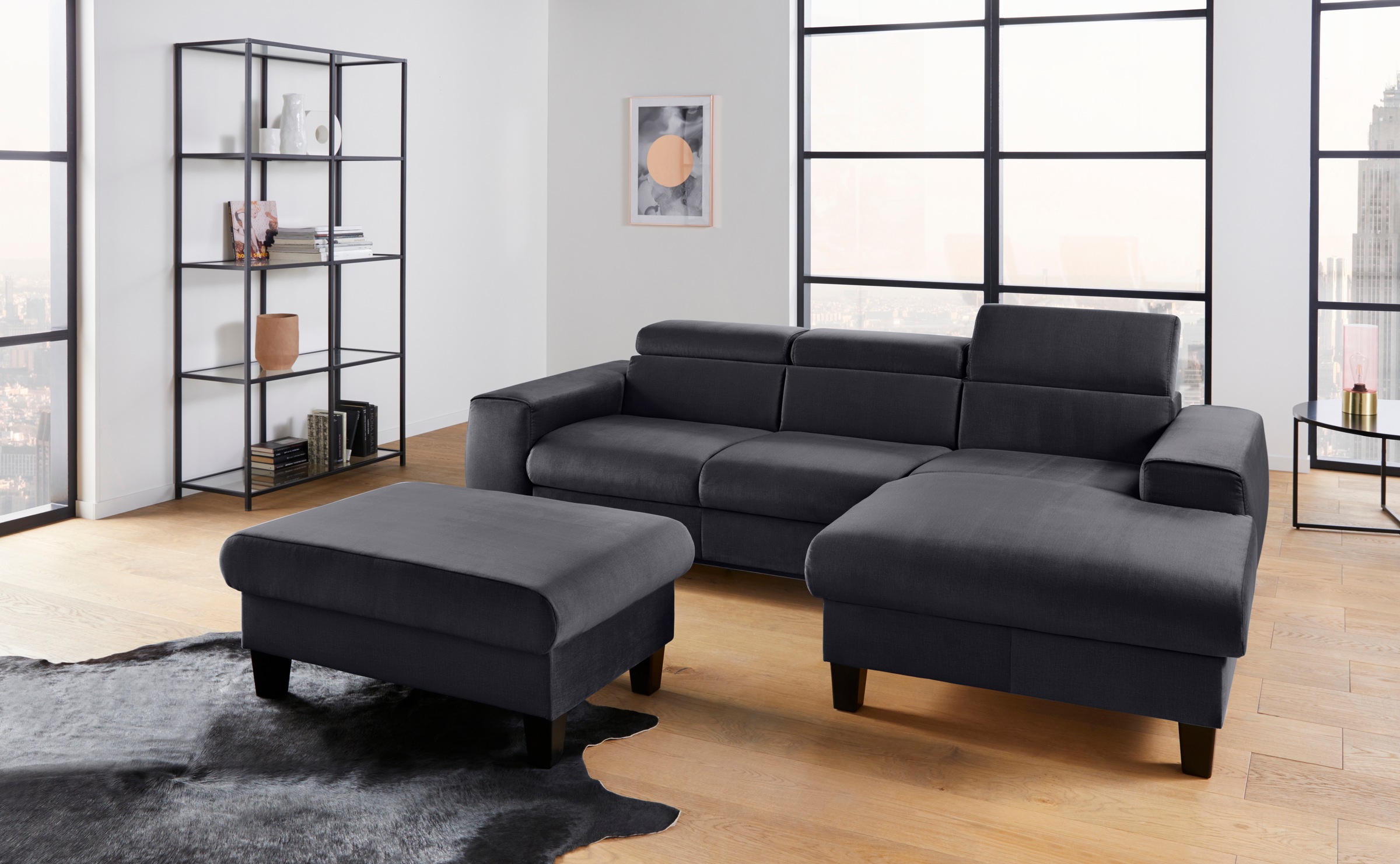 COTTA Ecksofa »Morven L-Form«, Inklusive Kopfteilverstellung, wahlweise mit Ladestation, Bettfunktion