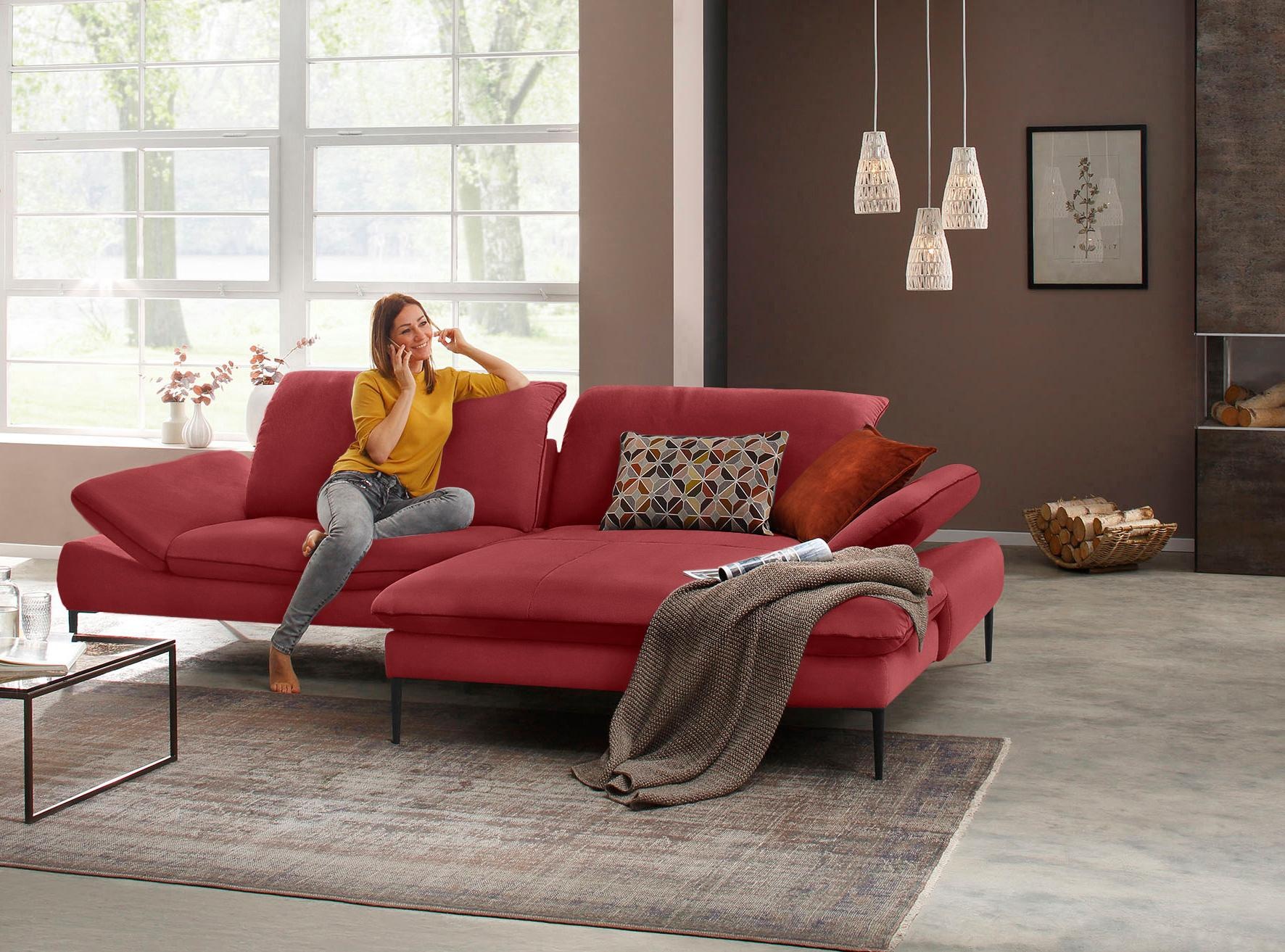 W.SCHILLIG Ecksofa »enjoy&MORE, Designsofa, elegant und bequem, L-Form«, Sitztiefenverstellung, Füße schwarz pulverbeschichtet, Breite 294 cm