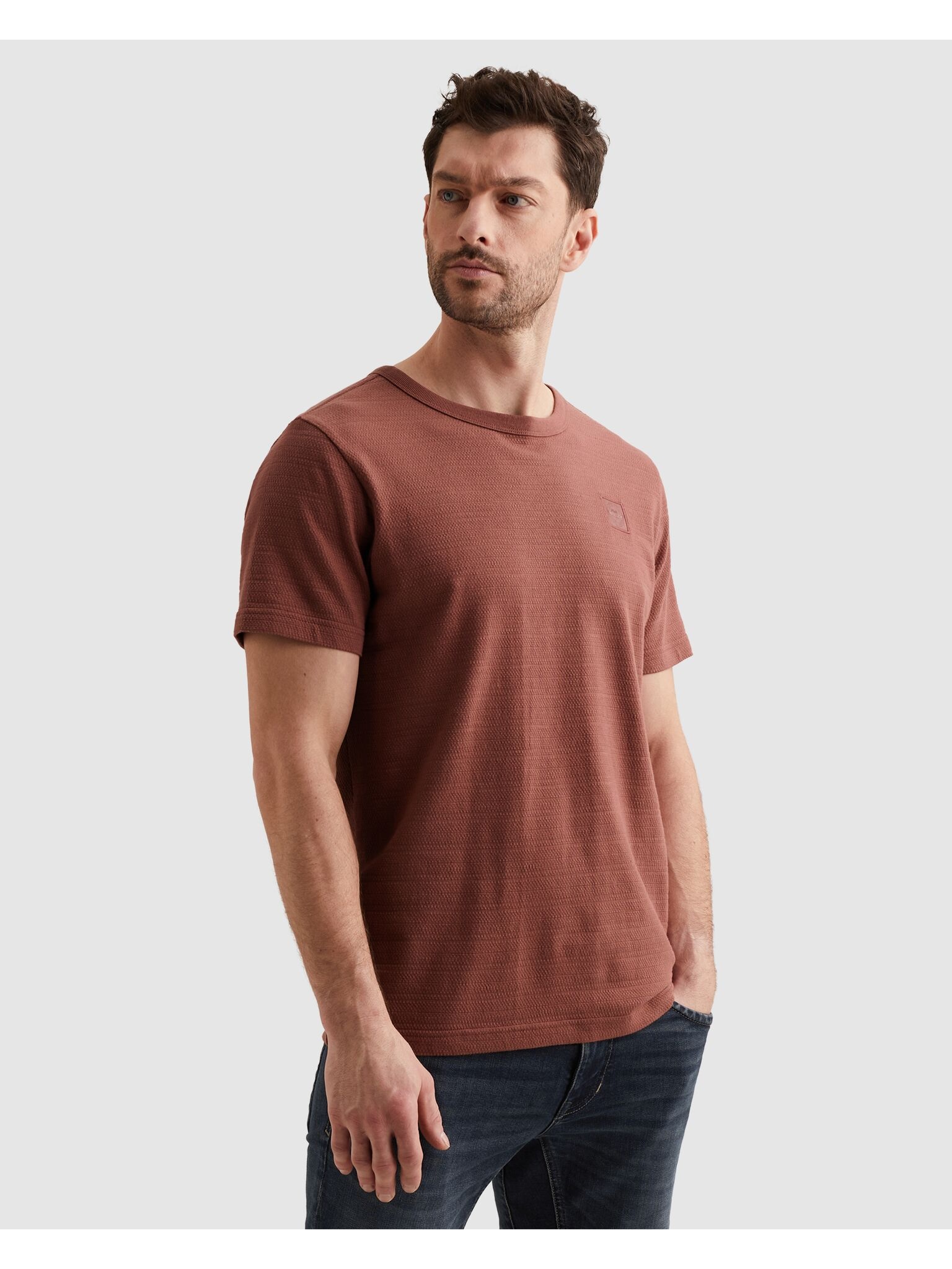 PME LEGEND T-Shirt »Short Sleeve Jacquard Striped« mit Rundhals, Baumwoll-Qualität