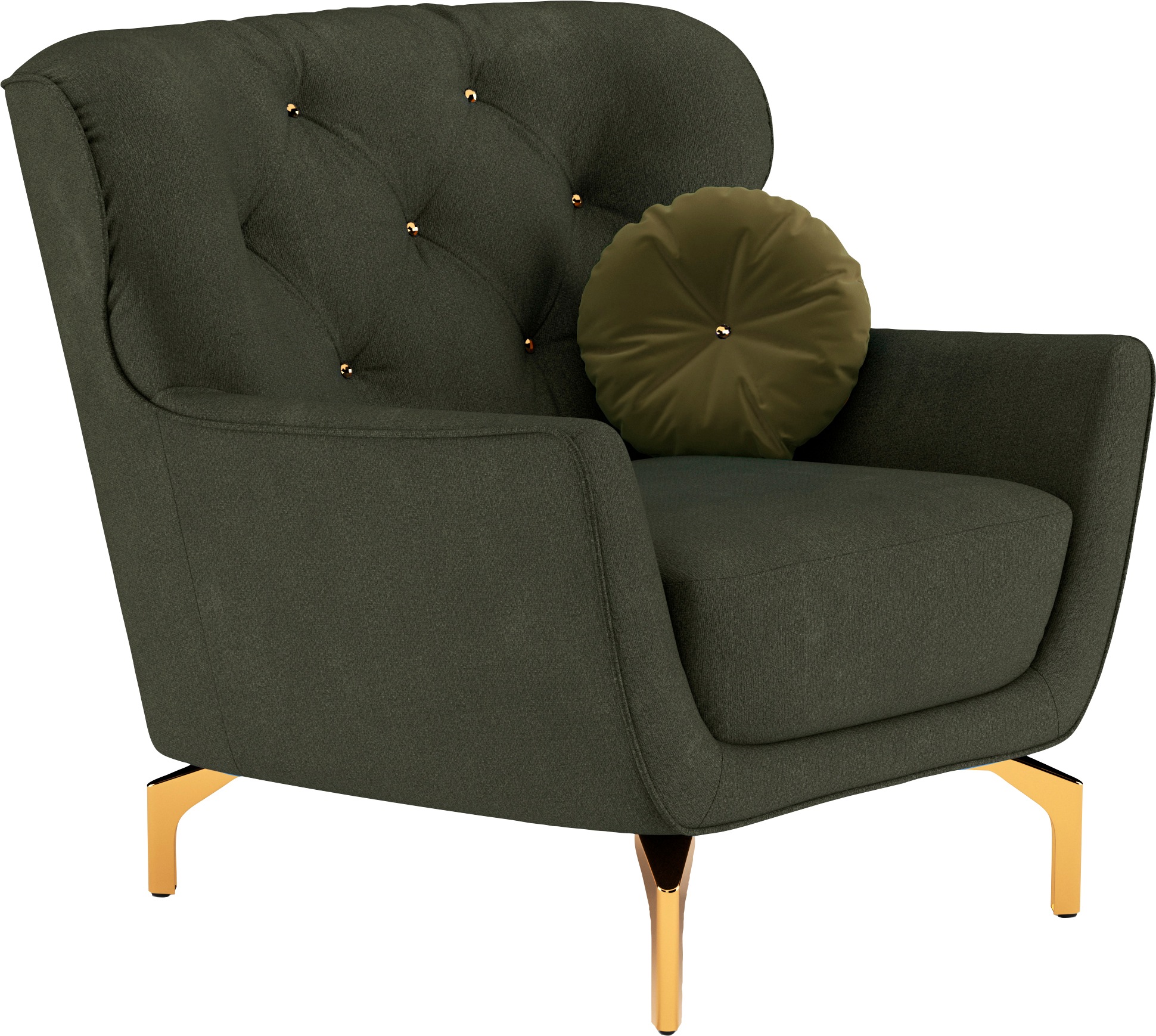sit&more Sessel »Orient 3«, inkl. 1 Zierkissen mit Strass-Stein, goldfarbene Metallfüße
