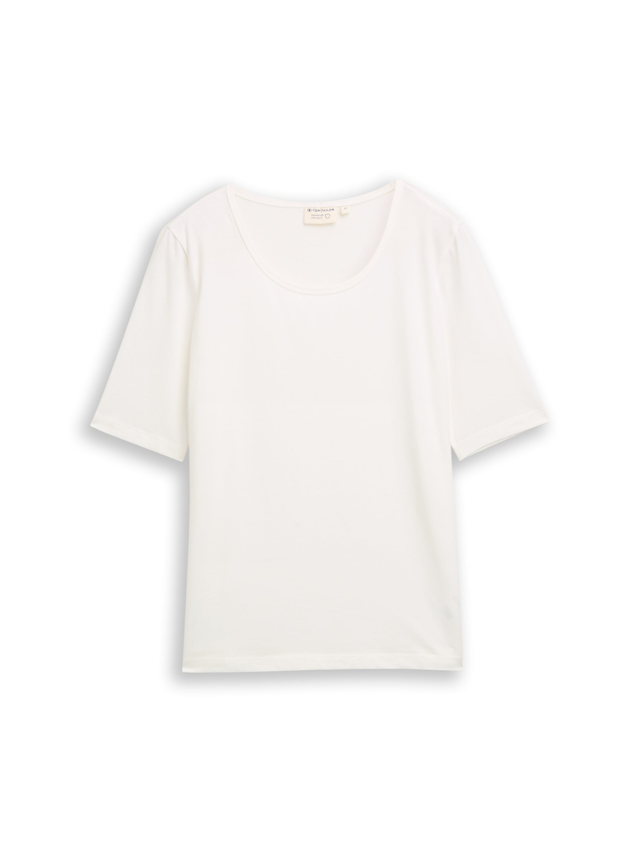 TOM TAILOR T-Shirt Sommershirt mit tiefem Rundhalsausschnitt, unifarben