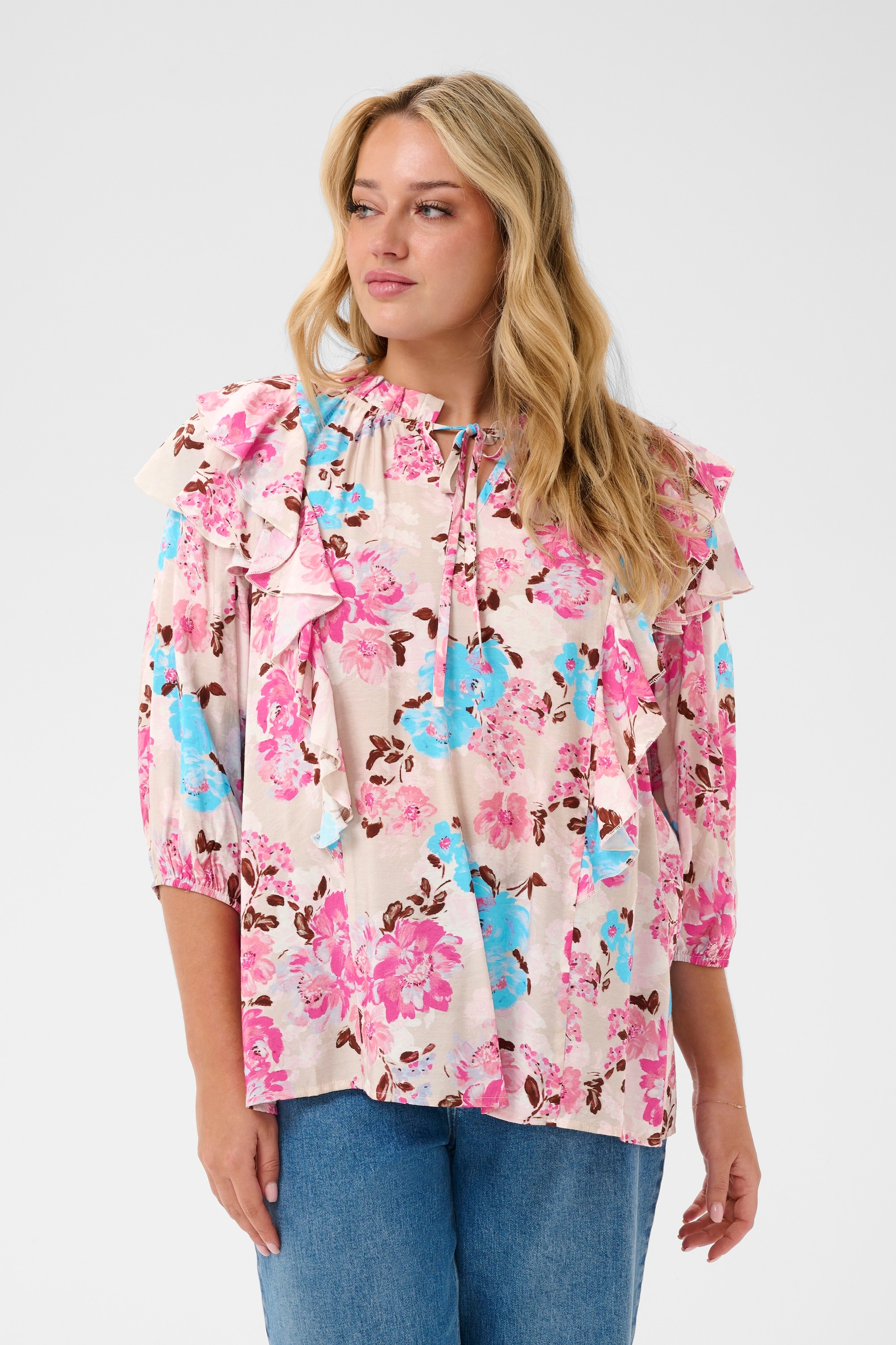 KAFFE Curve Kurzarmbluse »Damen Kurzarm-Bluse KChayley«