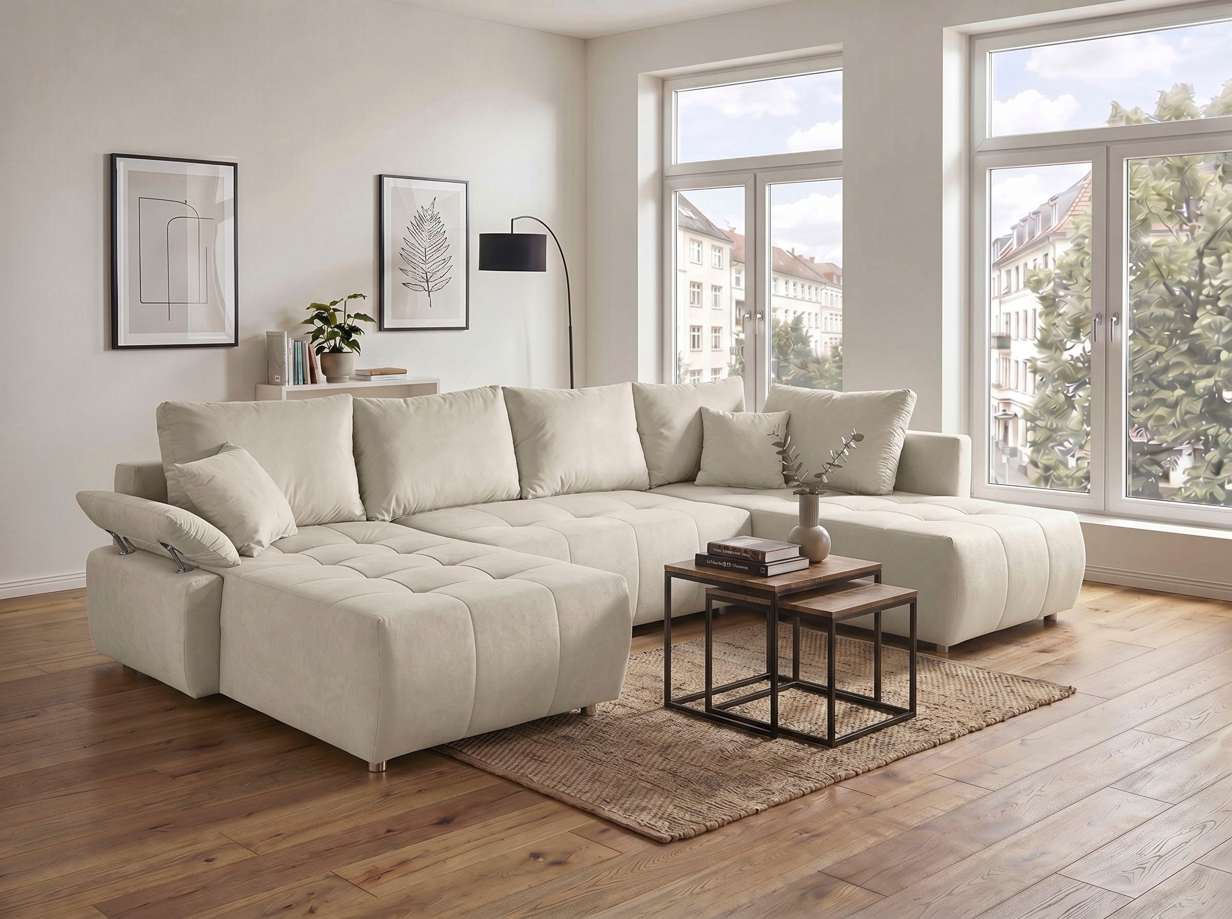 COLLECTION AB Wohnlandschaft »Funtastic U-Form, B:288 cm, Schlaffunktion, Bettkasten, auch in Cord« Schlaffunktion, Bonnelfederkern, Rückenkissen, Armteilverstellung
