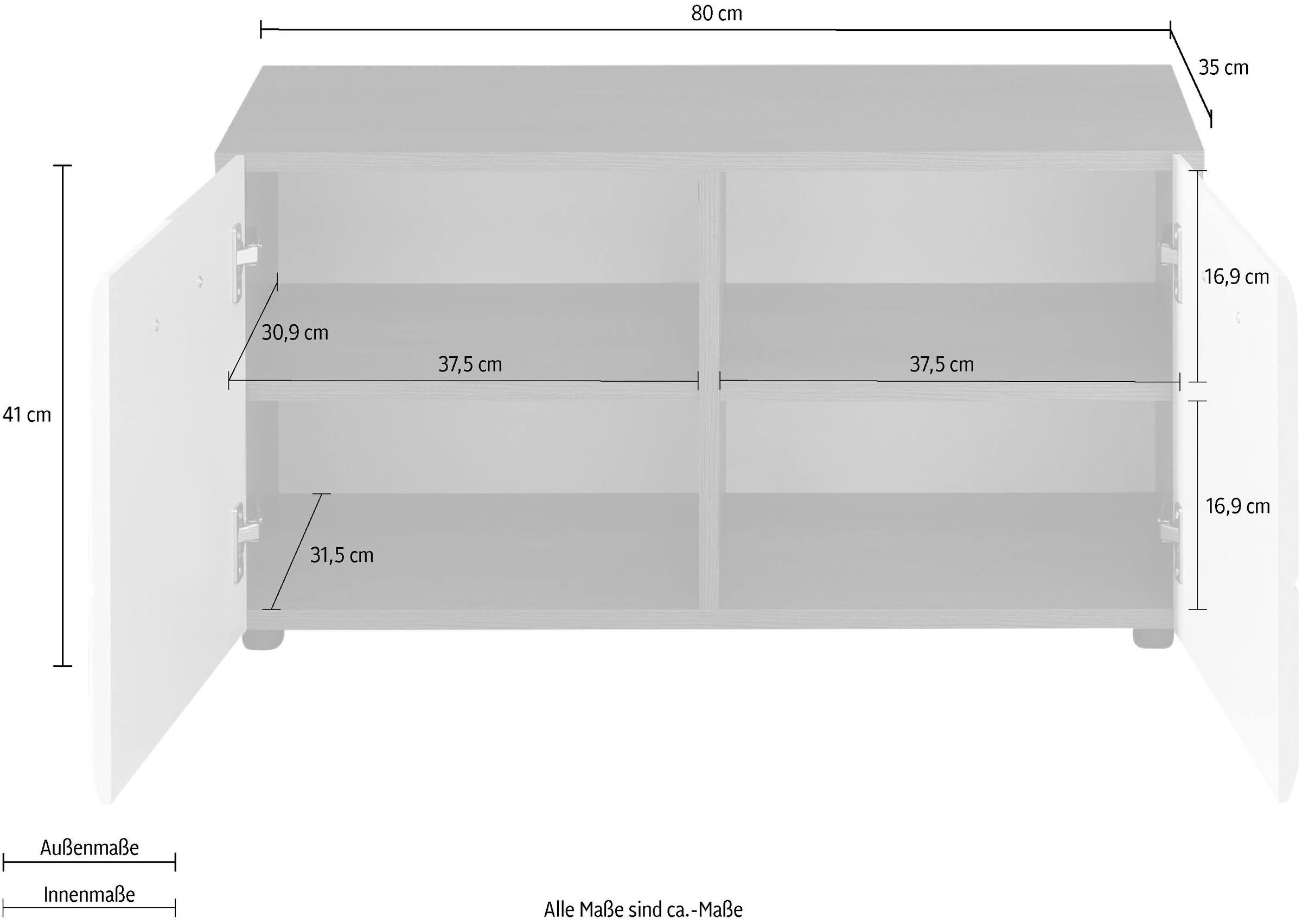 Home affaire Sitzbank »Sovana« Sitzbank mit 2 Türen - (B/T/H) 80/35/41 cm