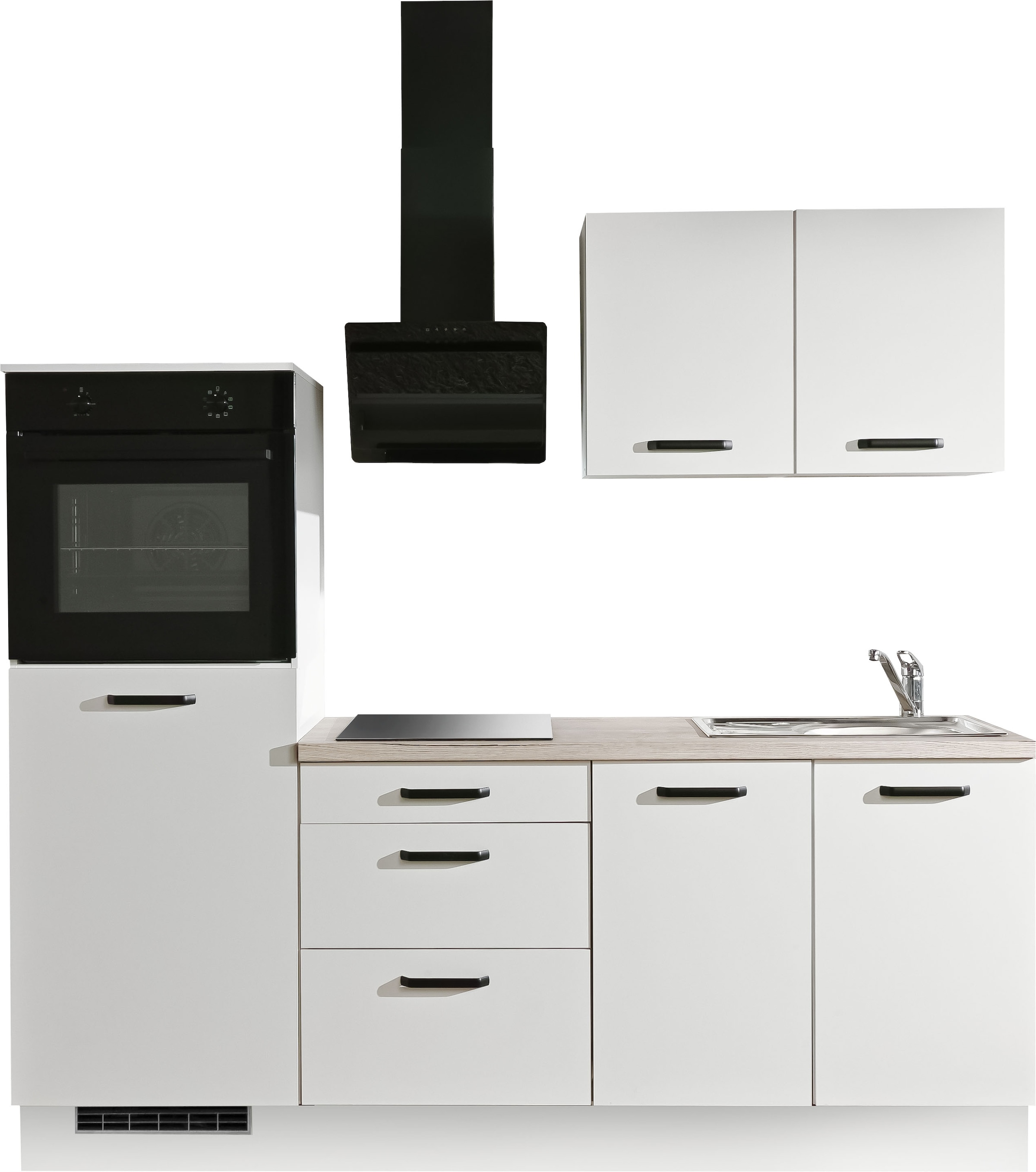 wiho Küchen Küchenzeile "Compact" Breite 210cm, wahlweise mit Geräten (mit Kühlschrank)