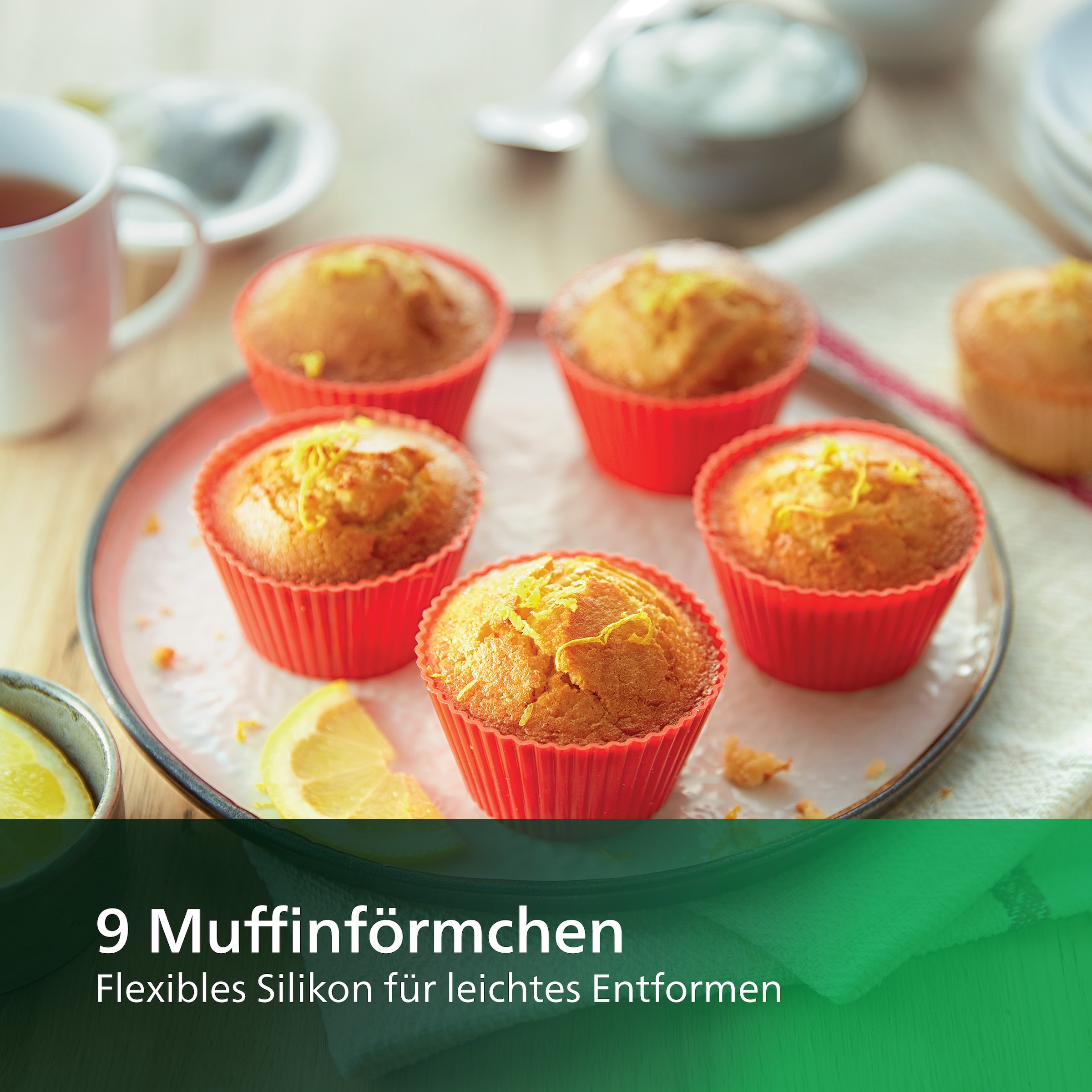 Philips Backblech »HD9957/00 für Airfryer XXL 5000er Serie«, Aluminium, inkl. 9 Silikon-Muffinförmchen, spülmaschinenfest
