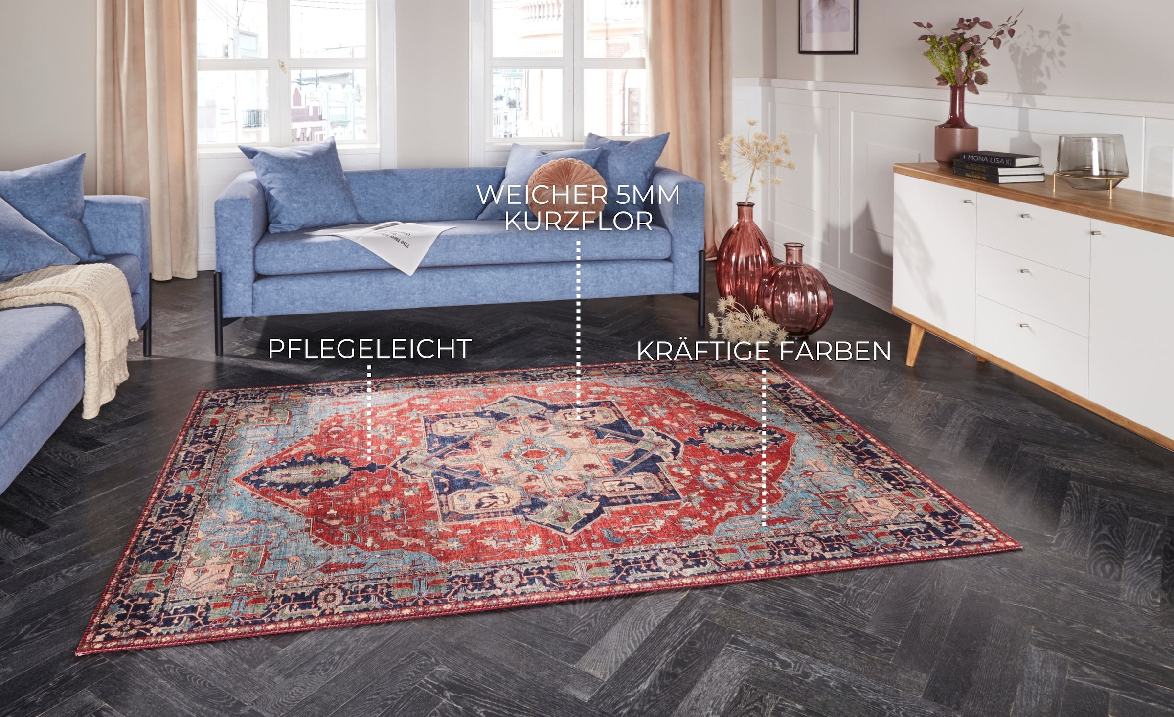ELLE DECORATION Teppich »Hamadan« rechteckig 5 mm Höhe Orientalisch, Läufer, Kurzflor, Wohnzimmer, Schlafzimmer, Esszimmer
