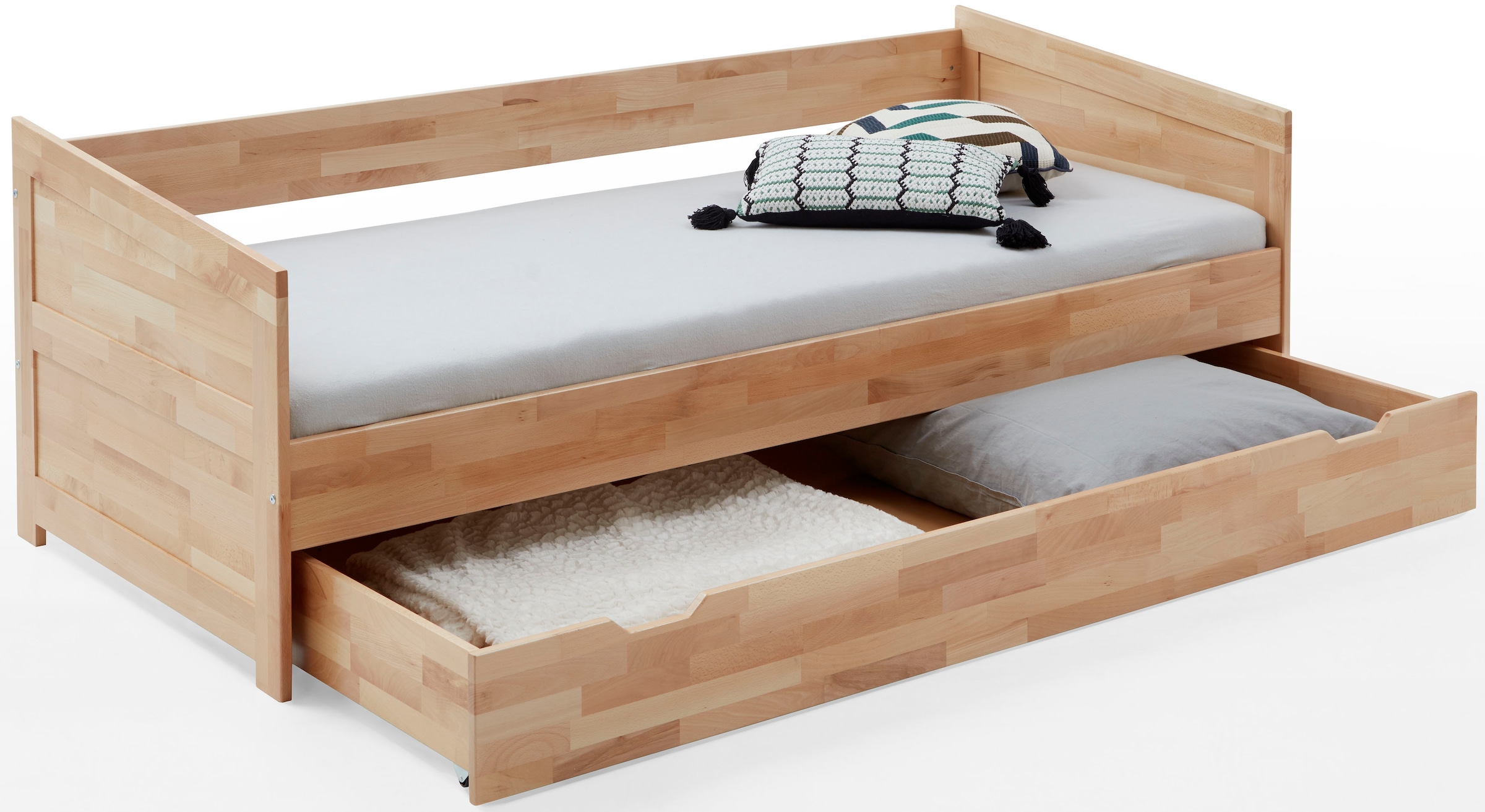 Relita Funktionsbett »Funktionsbett Nina«, Funktionsbett mit Bettschublade, Buche massiv lackiert